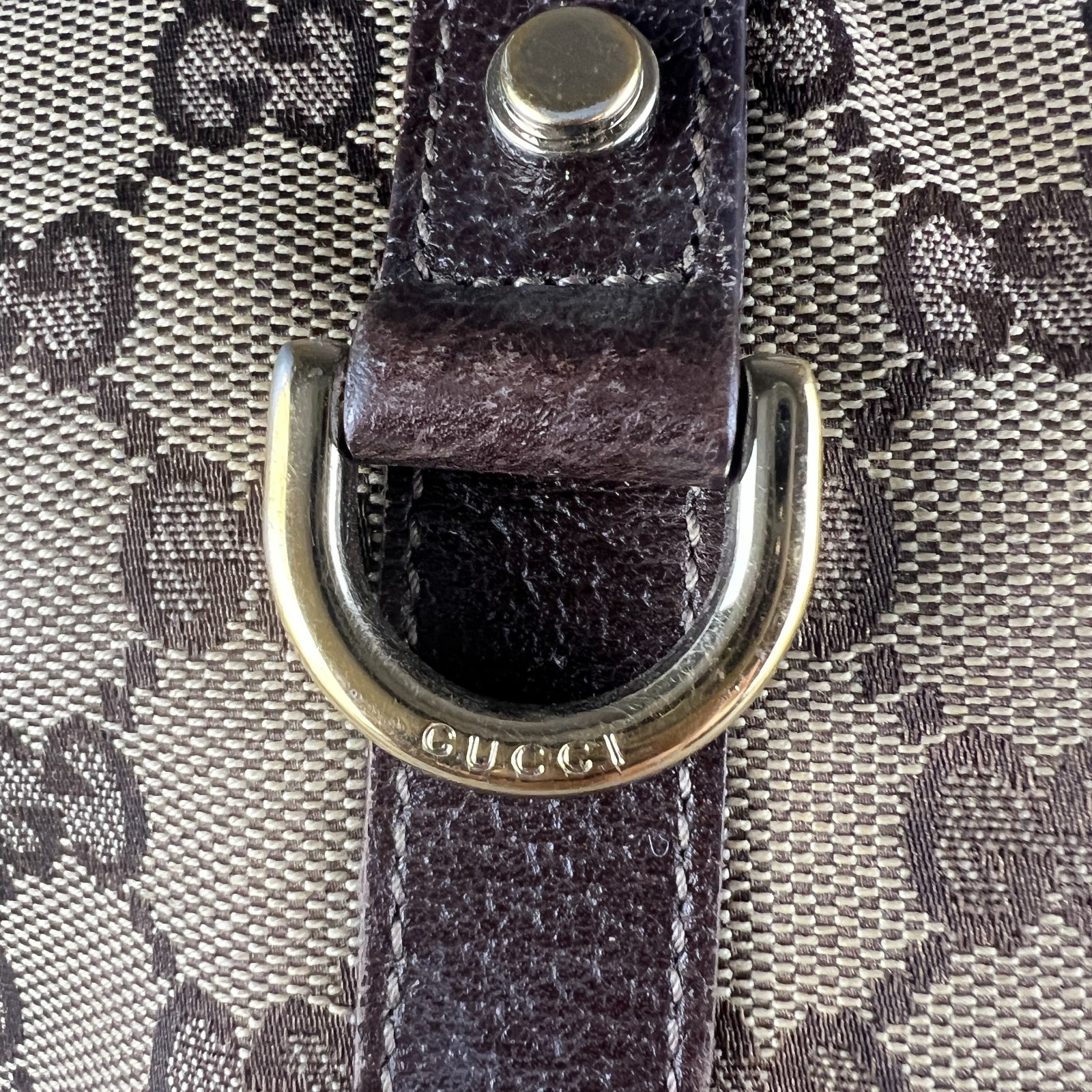 Gucci GG Canvas Tote Bag 141470 Brown Leather Shoulder Bag From Japan Authentic