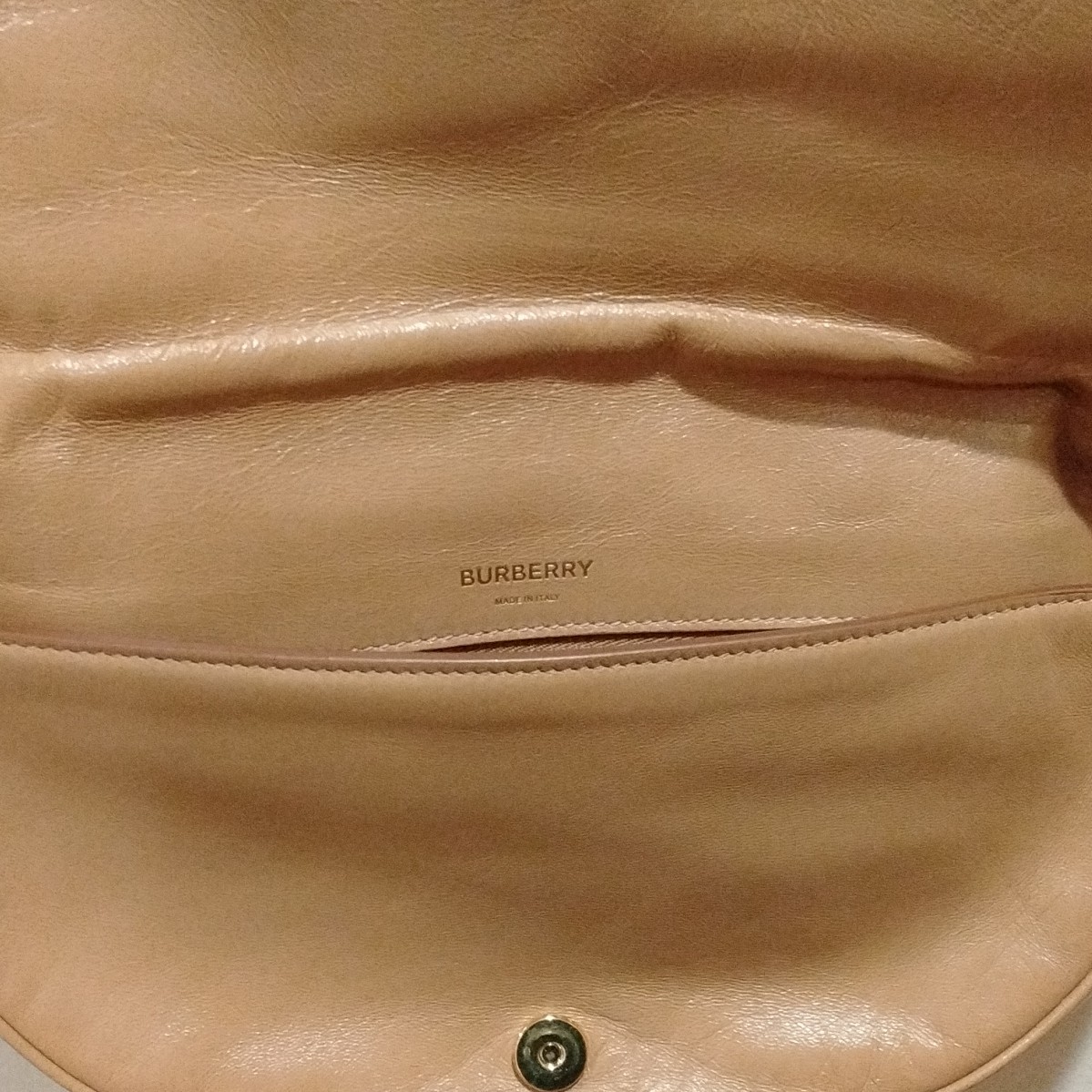 Burberry Small Brown Crescent Shoulder Bag Gold Chain Strap Zip Pockets Dust Bag