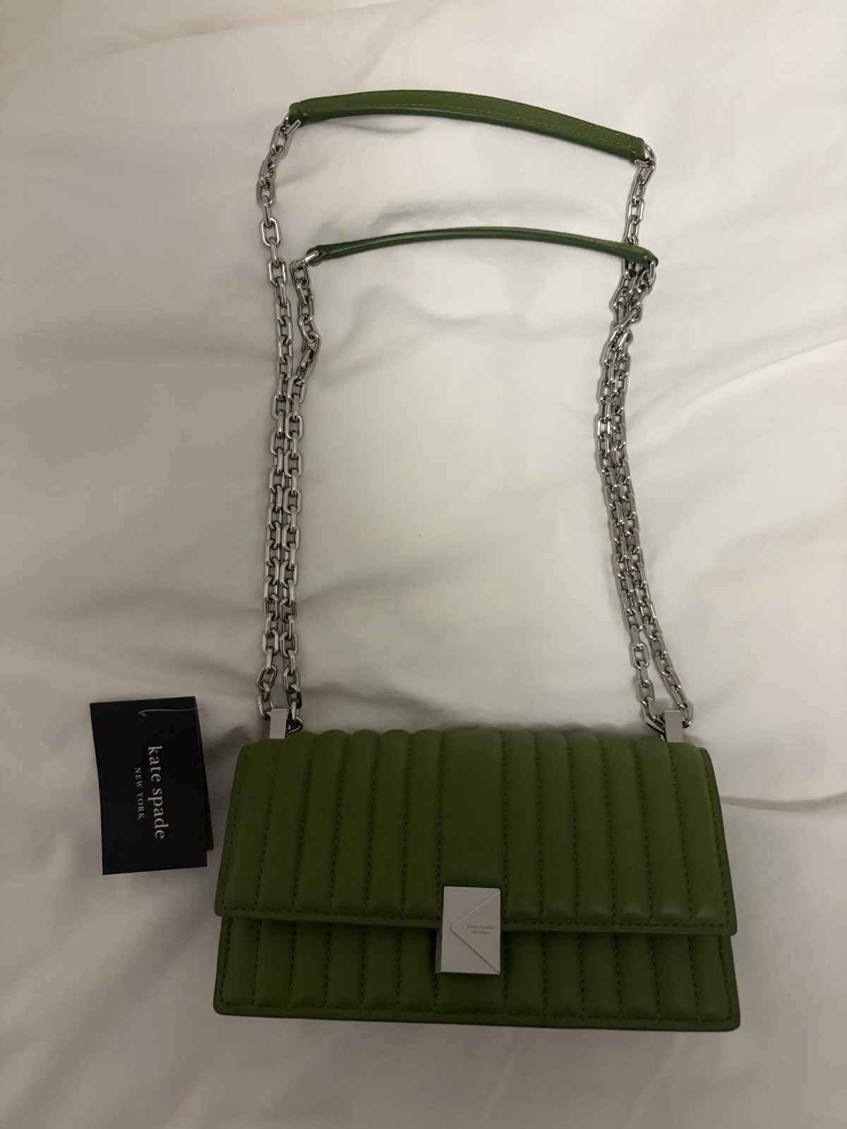 NWT $298 Kate Spade Deco Quilted Mini Crossbody Bag In Jungle Green