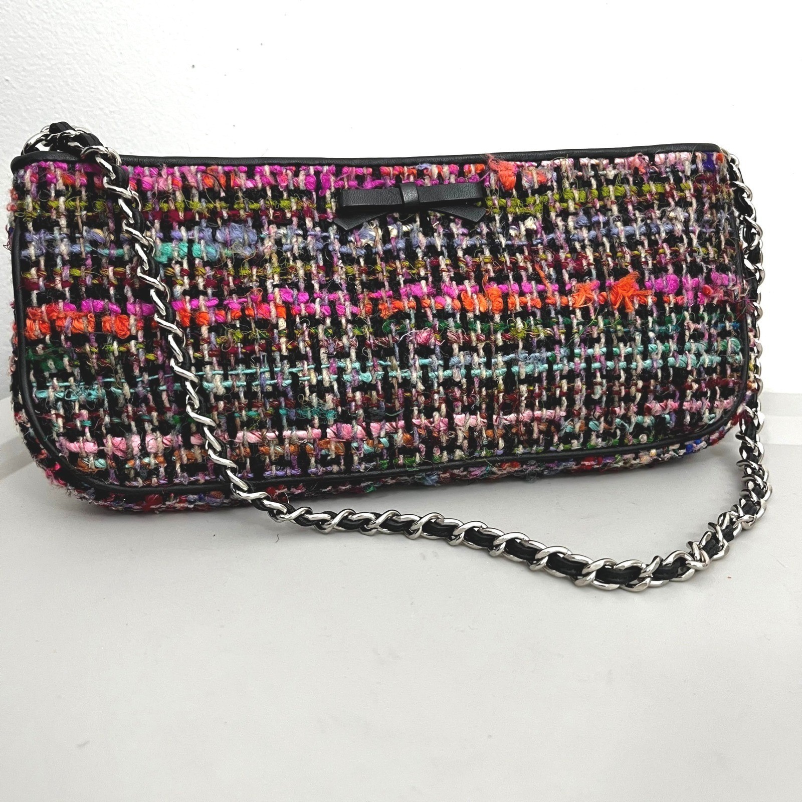 Talbots Classic Baguette Shoulder Bag Purse Teed Chain Strap Y2K Colorful Career