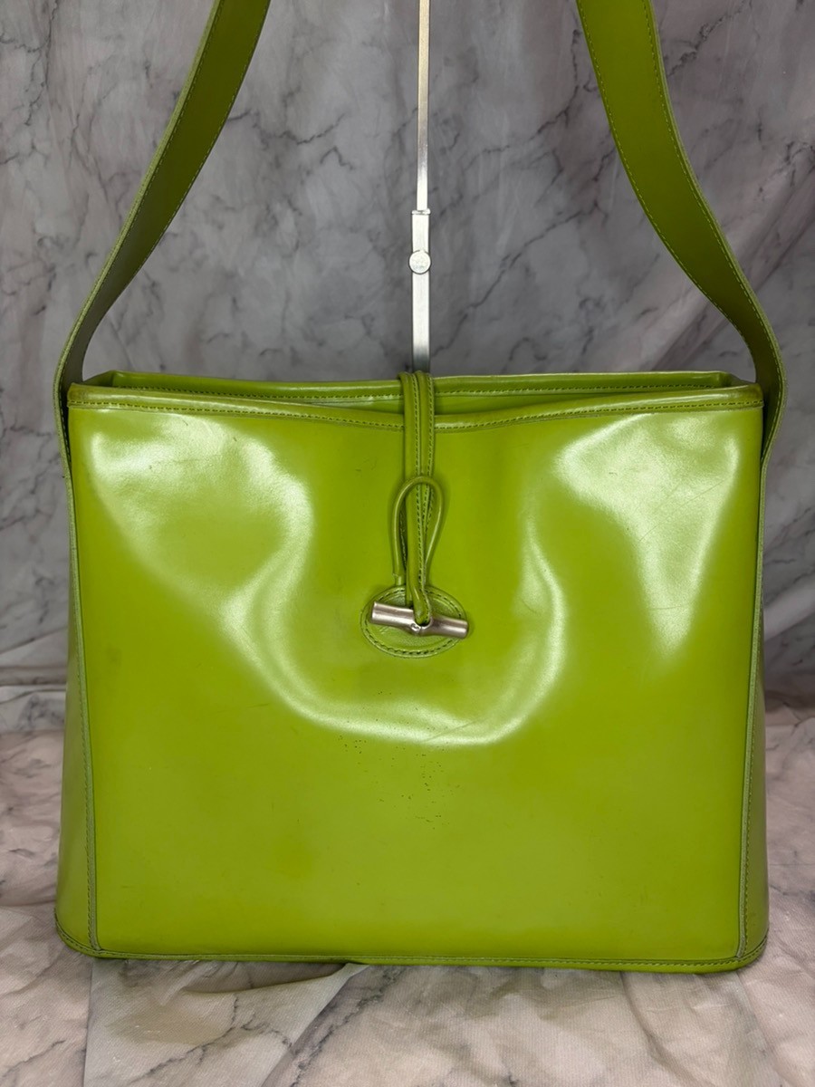Longchamp lime Green Shoulder Bag Height: 26 cm, Width: 33.5 cm, Depth: 10cm