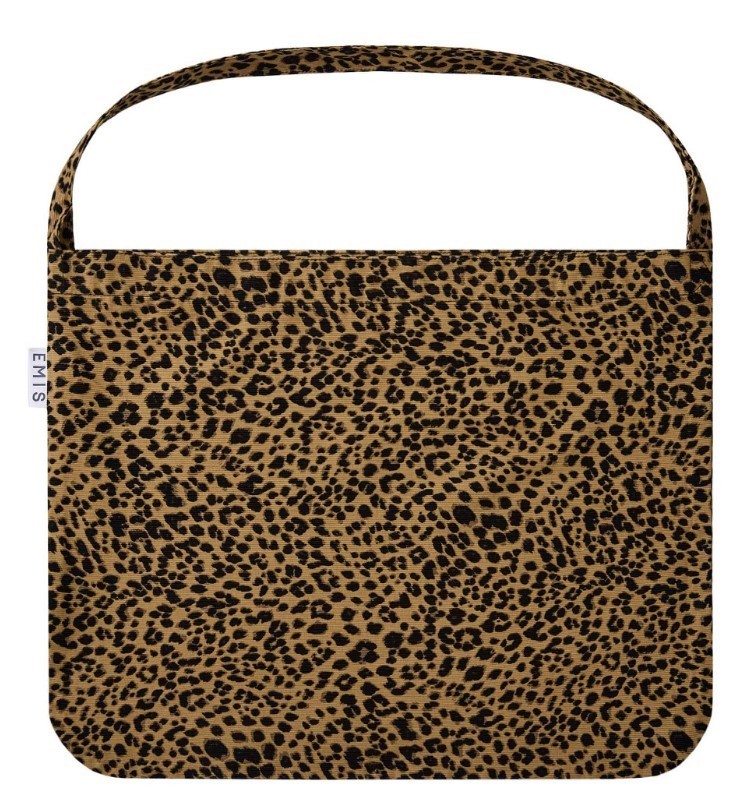 EMIS Cotton Leopard Eco Bag Brown Shoulder Tote Korea Authentic New