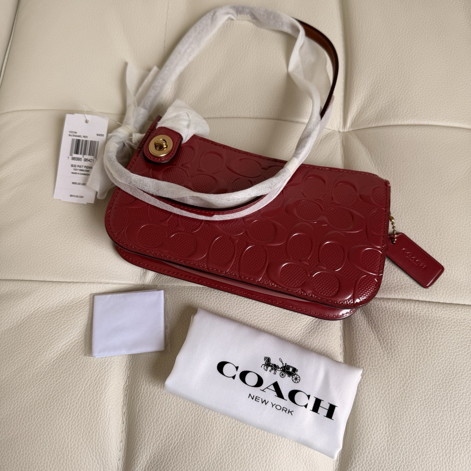 NWT 🌹 COACH Penn Shoulder Bag & Clutch CCC46 Brass/Enamel Red Signature Leather