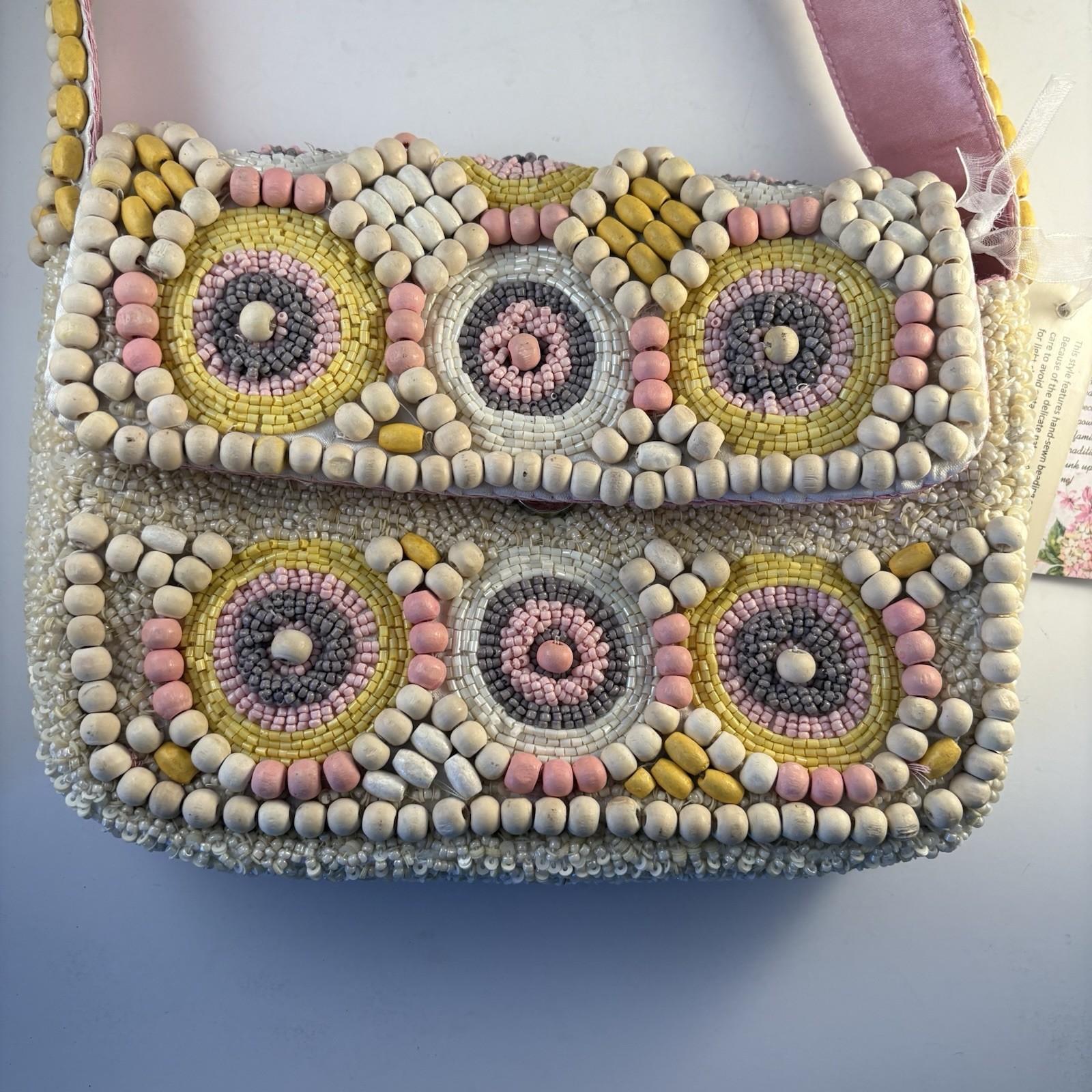Handcrafted In India Pink Pastel Wooden Beaded Shoulder Bag Viral TikTok New