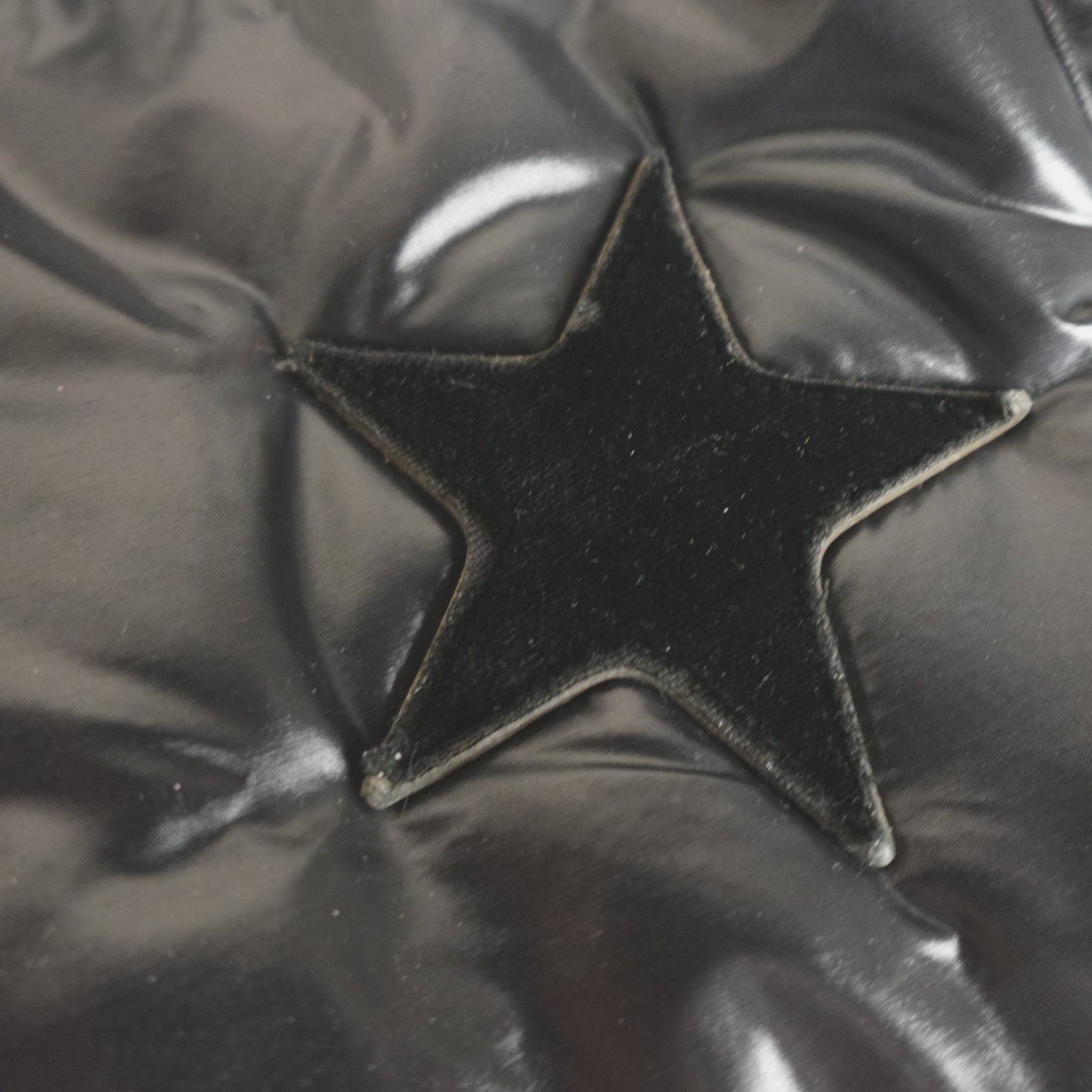Stella McCartney Falabella Go Tote Bag Black Nylon Velvet All Over Stars Puffy