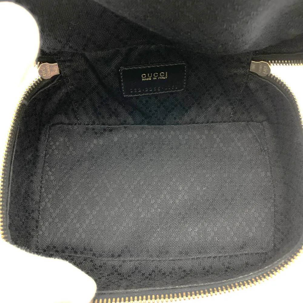 GUCCI Bamboo Vanity Bag Pouch Black Patent Leather Makeup Box 6.3×3.15×3.94 in