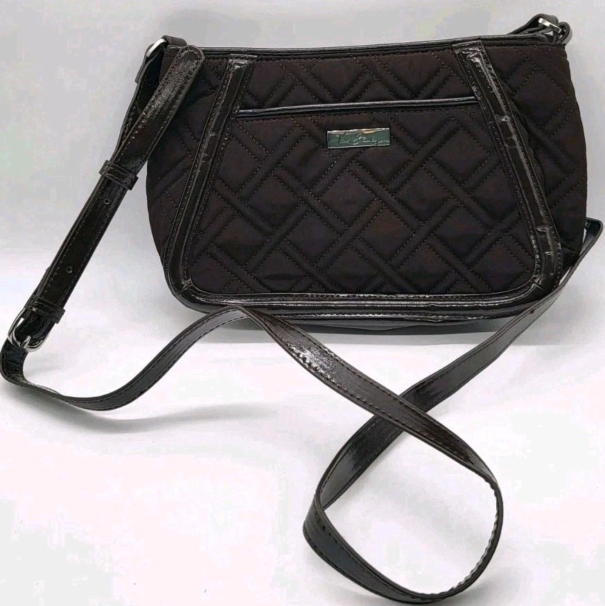 Vera Bradley Trimmed Trapeze Crossbody Quilted Purse Brown