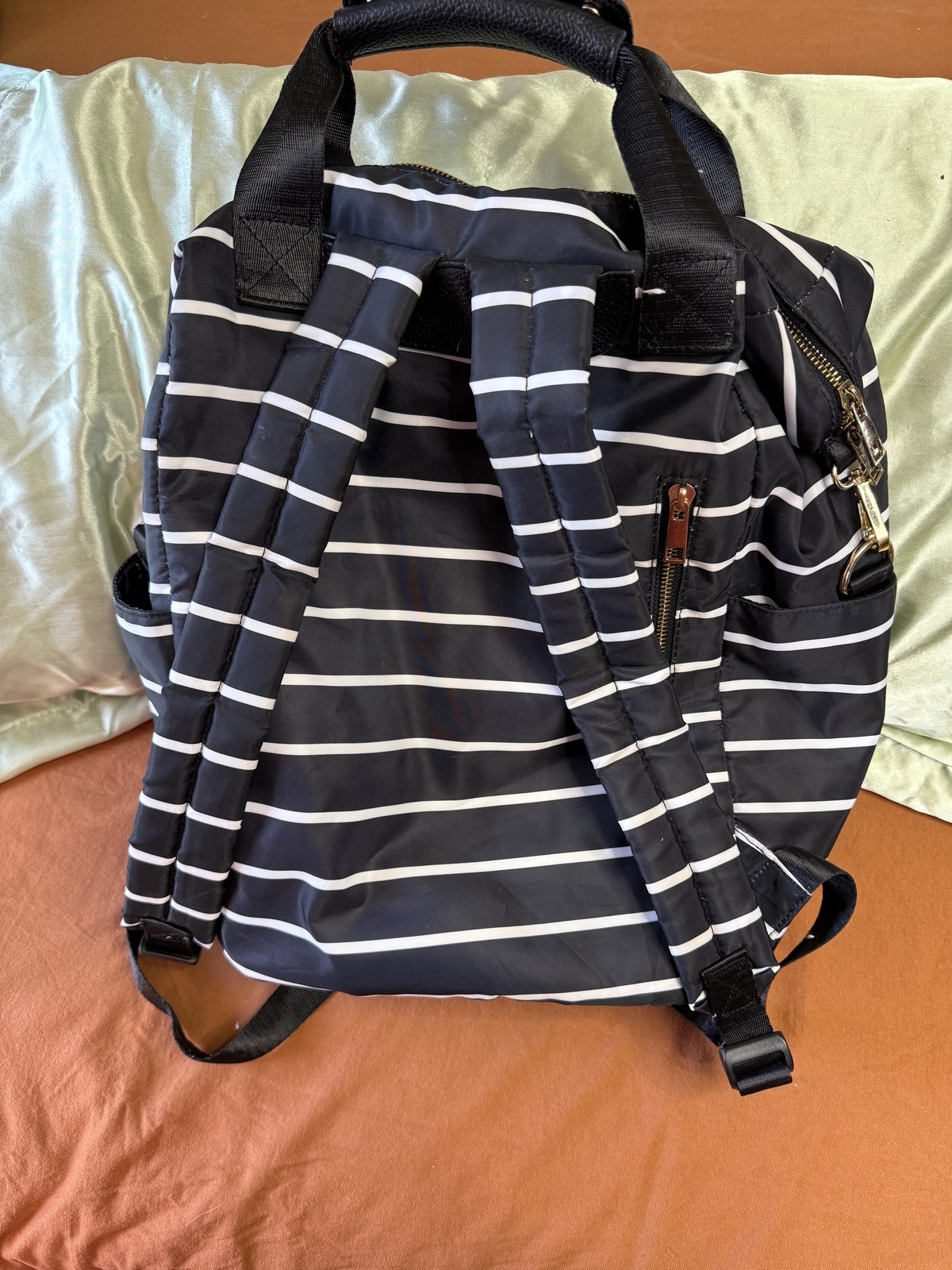 Target A New Day Black and White Striped Backpack Gold