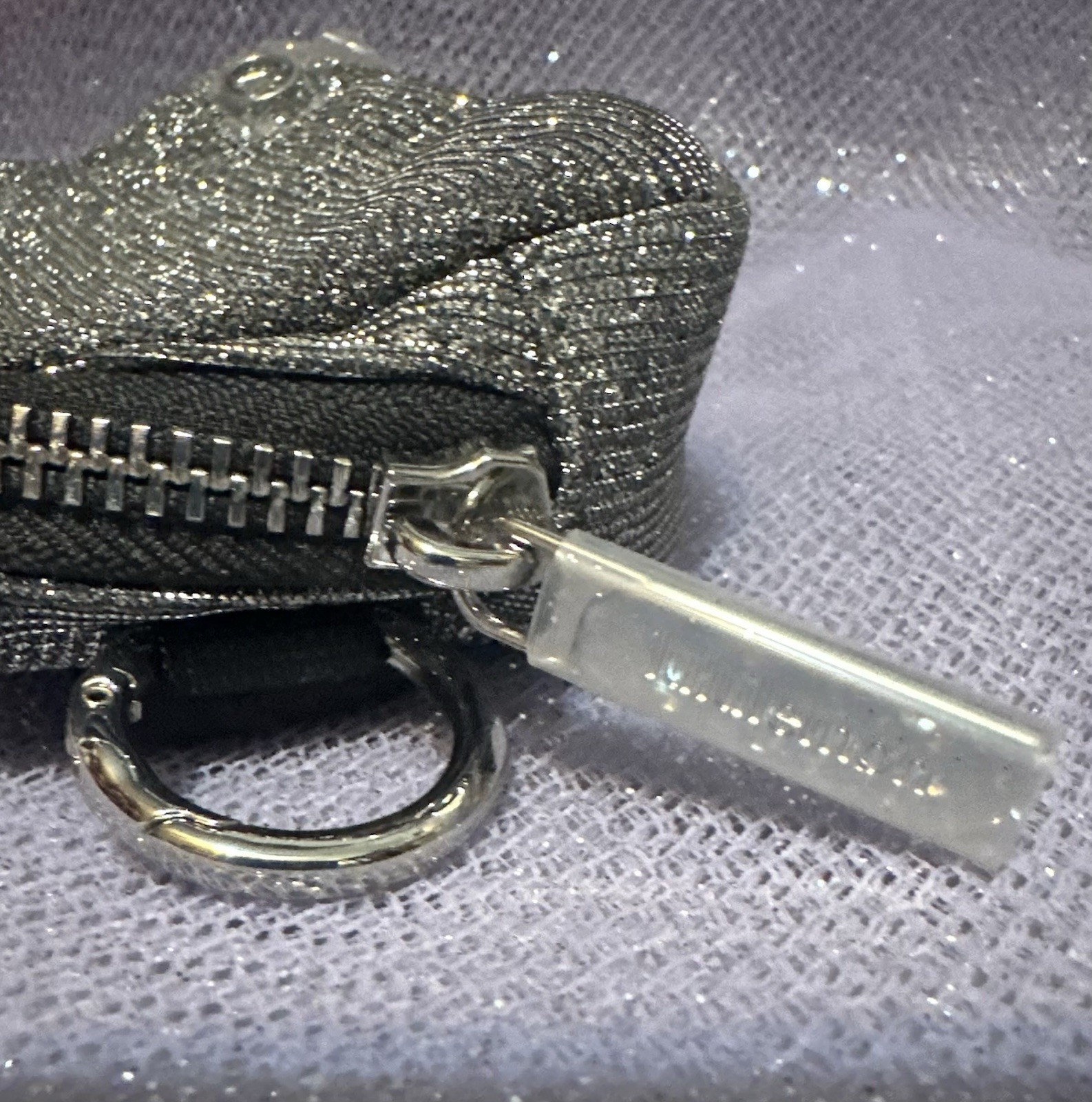 lululemon Everywhere Belt Bag Nano Glitter Metallic Silver Black Strap Zip