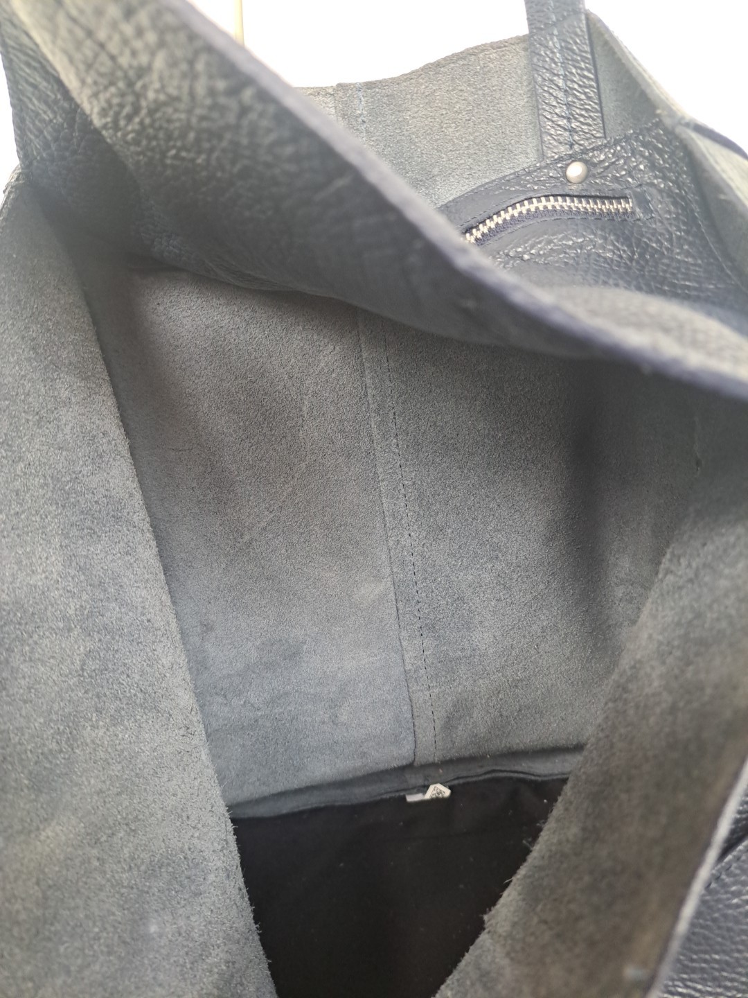 American Eagle Gray Steel Bluish Shopper Tote Bag Handbag Made in ITALY