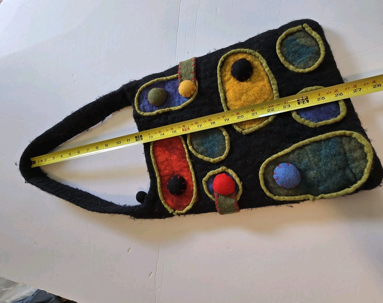 Anthropologie Rising Tide Felt Wool Handbag Applique Artsy Nepal Funky Colorful