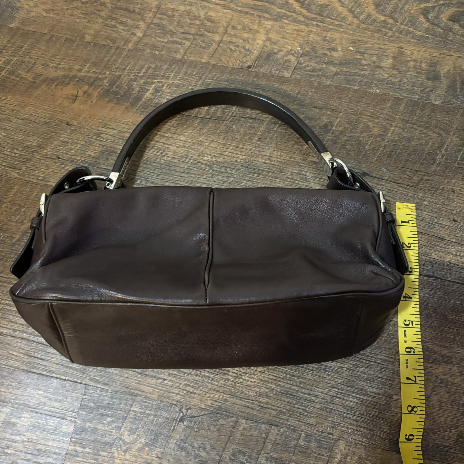 Sergio Rossi Brown Leather Hard Handle Bag Purse