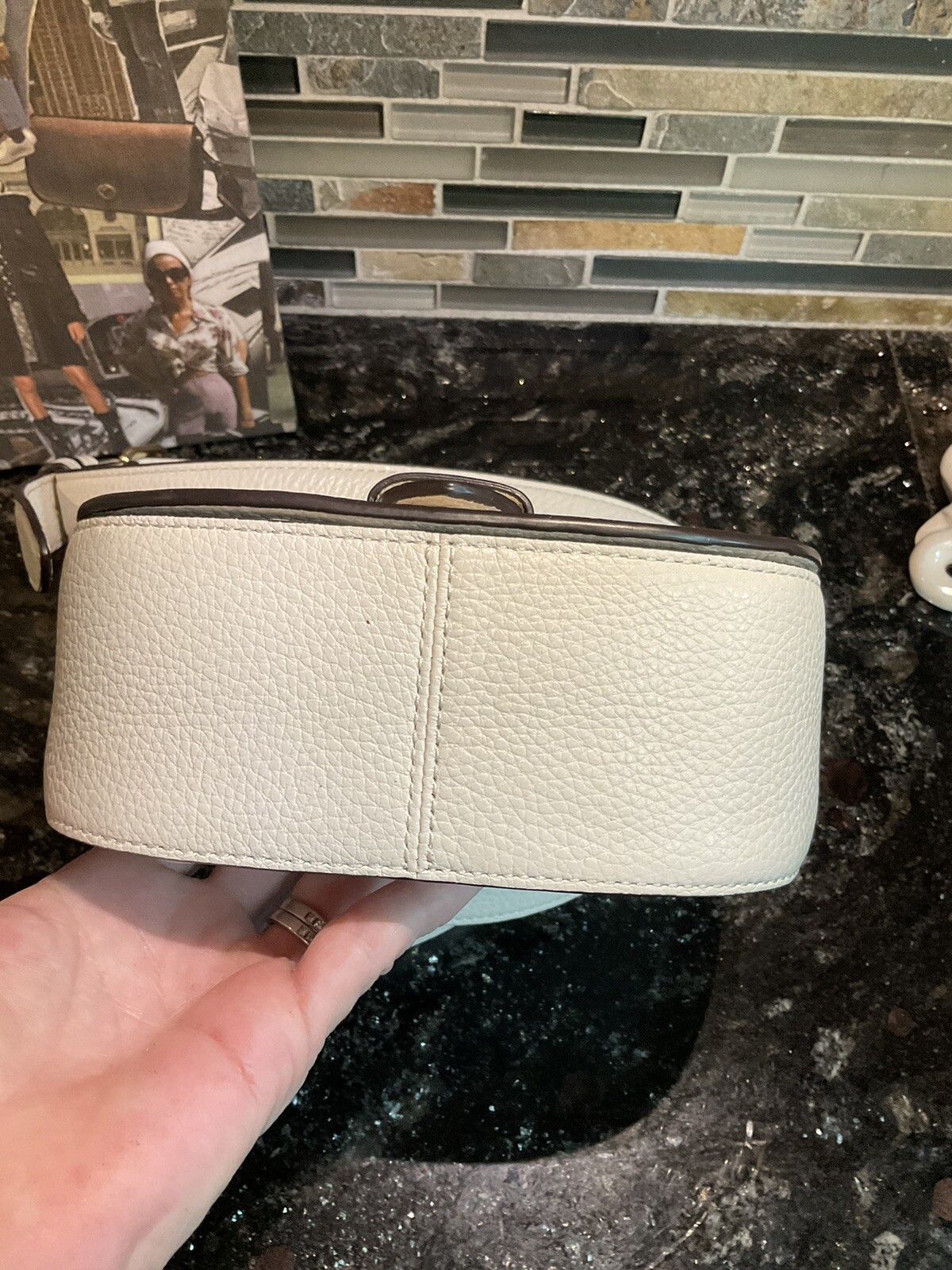 COACH Logo Shoulder Bag Shoulder Bag leather White C5685 Women