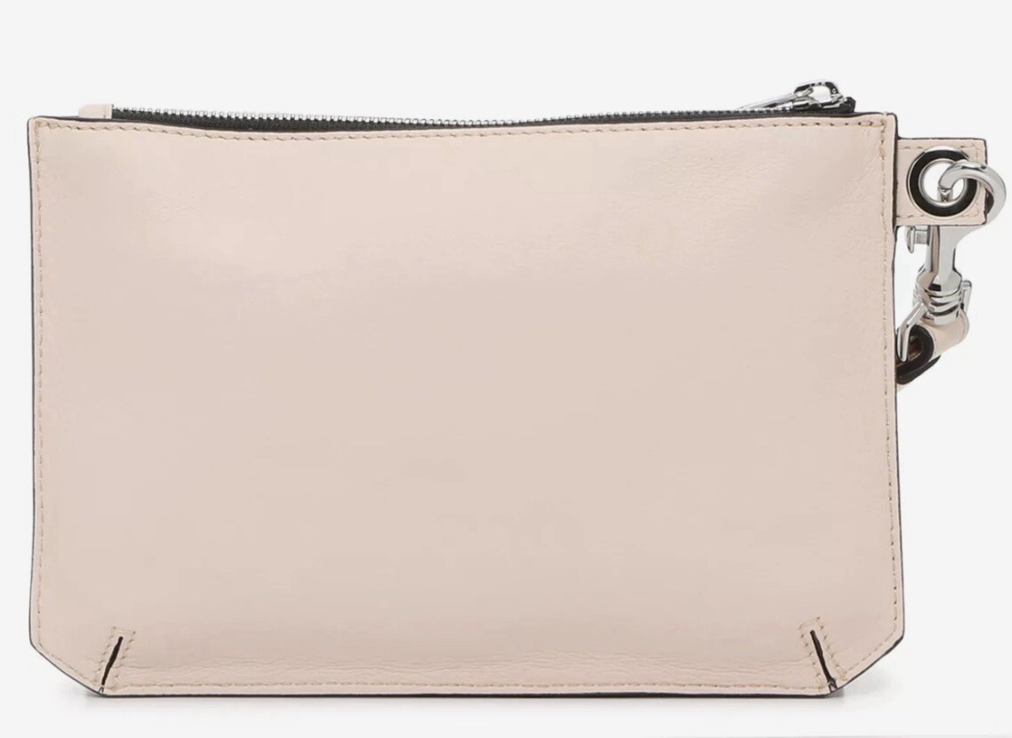 MCQ by Alexander McQueen-Logo Stitched Leather Wristlet Light Pink New