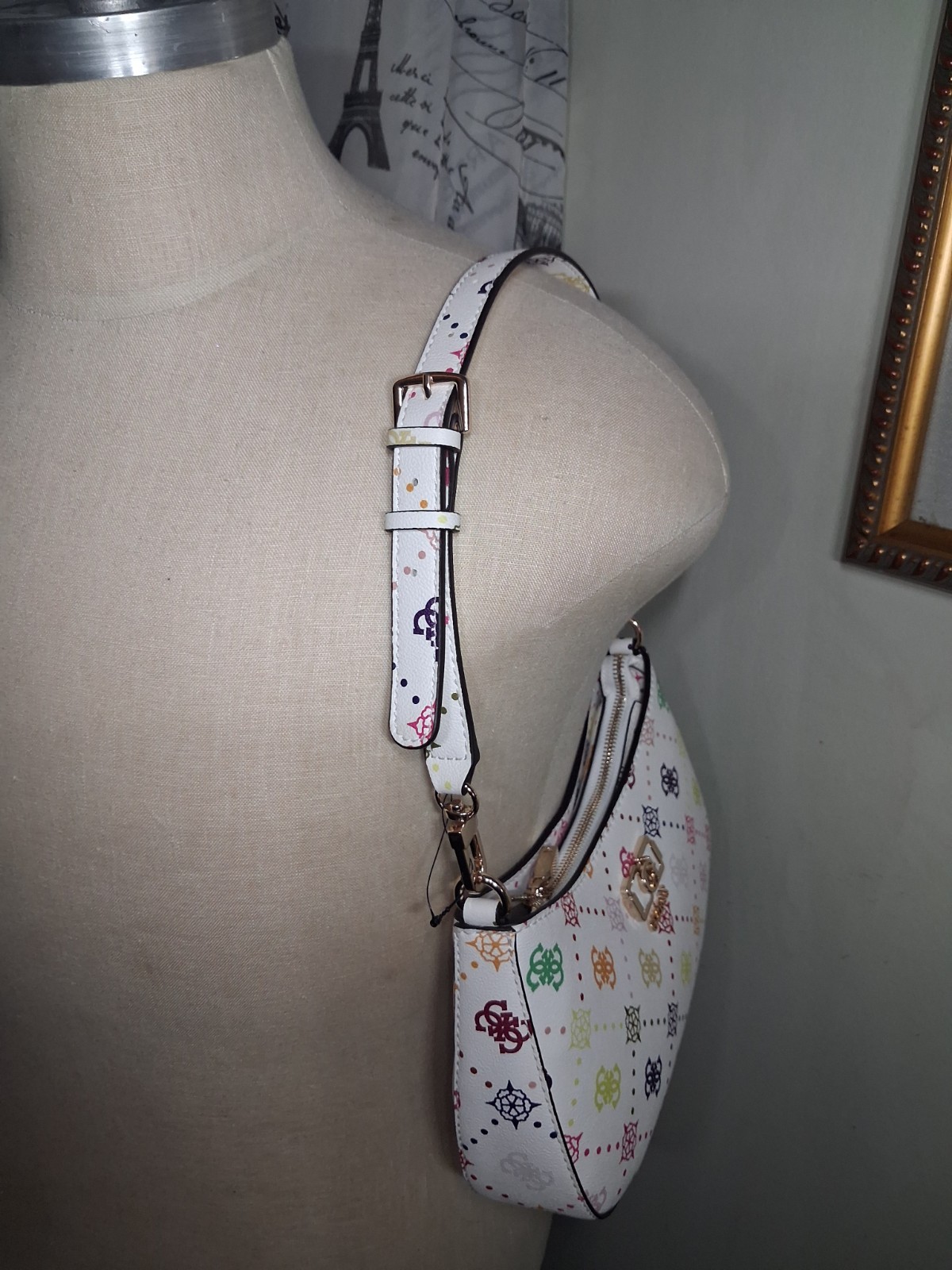 GUESS Emelie Multi Logo Monogram Shoulder Bag (NWT)
