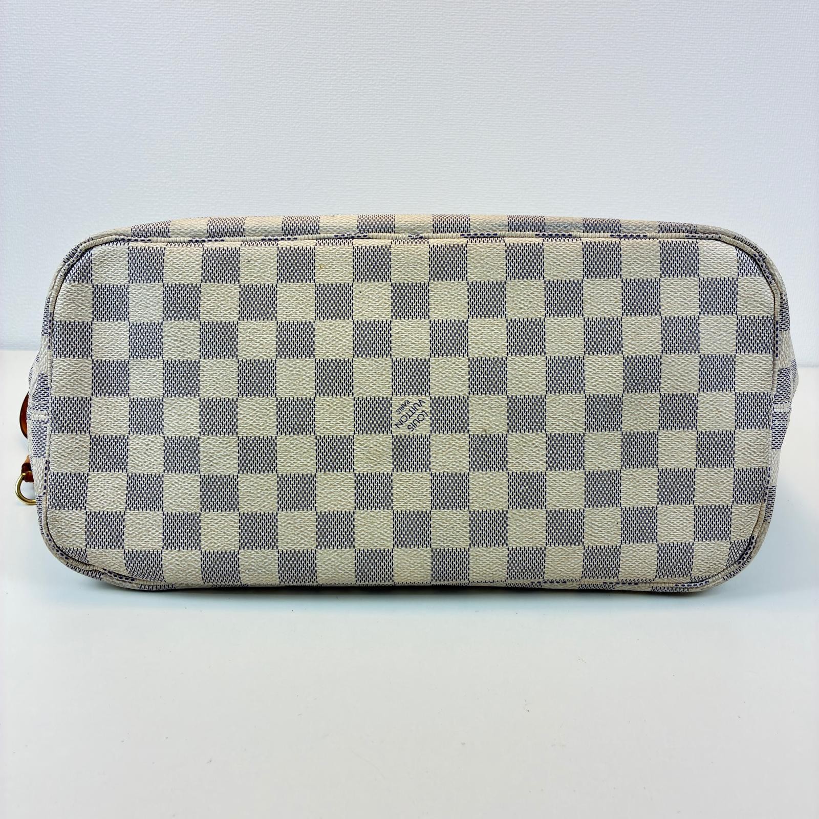 LOUIS VUITTON Neverfull MM Tote Bag Tote Bag N51107 Damier Azur Canvas white