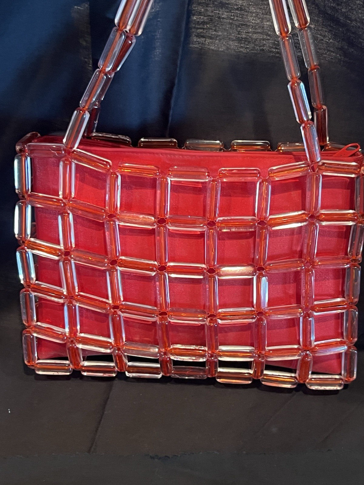Sabina New York Y2K Acrylic Tile Jelly Purse Orange Red Geometric Bag