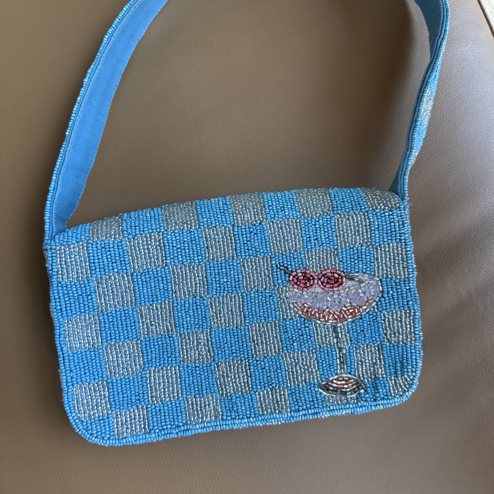 Anthropologie Fiona Beaded Bag Drink Edition Cherry Cosmo Embellished Purse