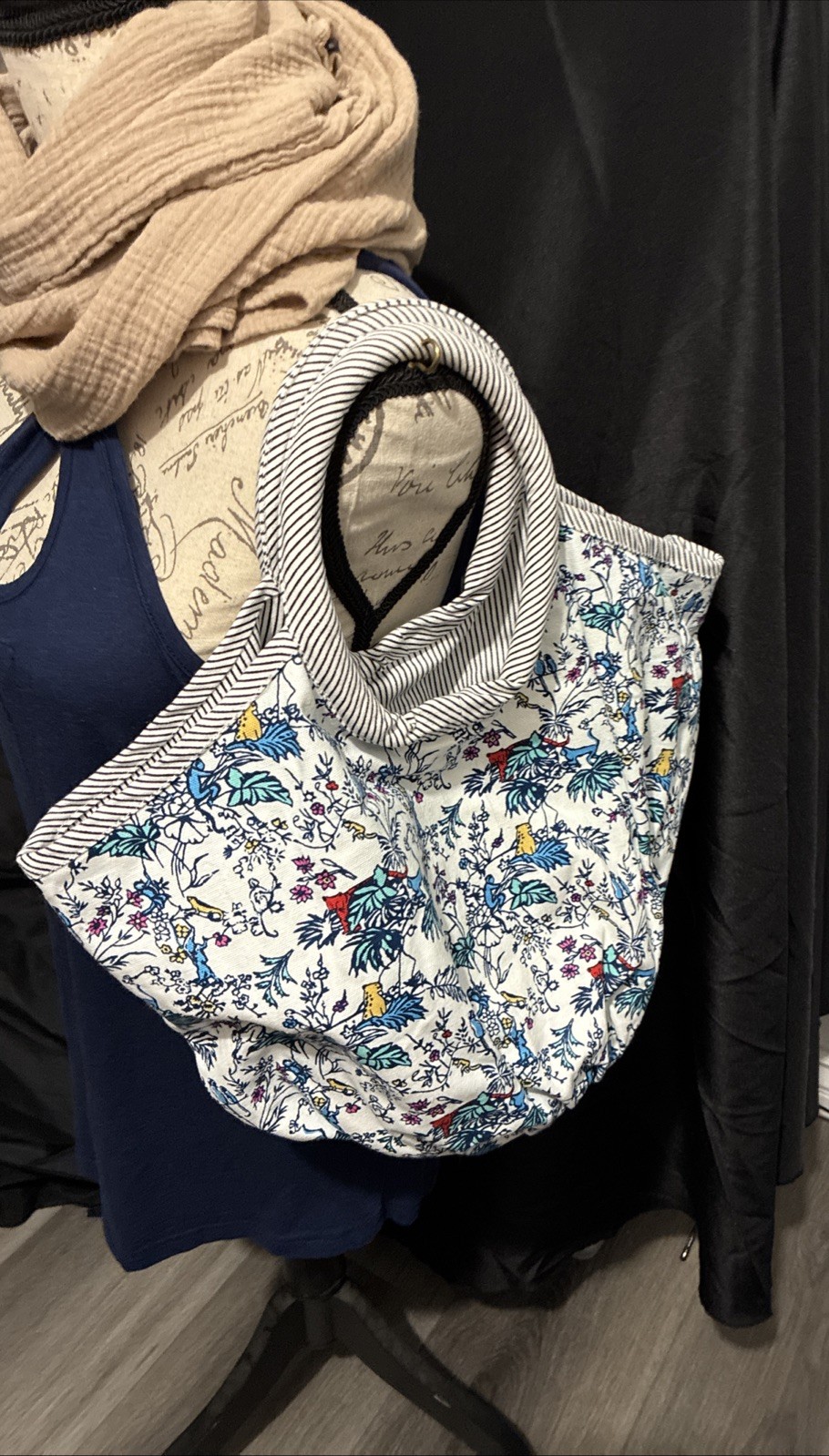 ROLLER RABBIT Printed Canvas Tote Bag Cotton Floral