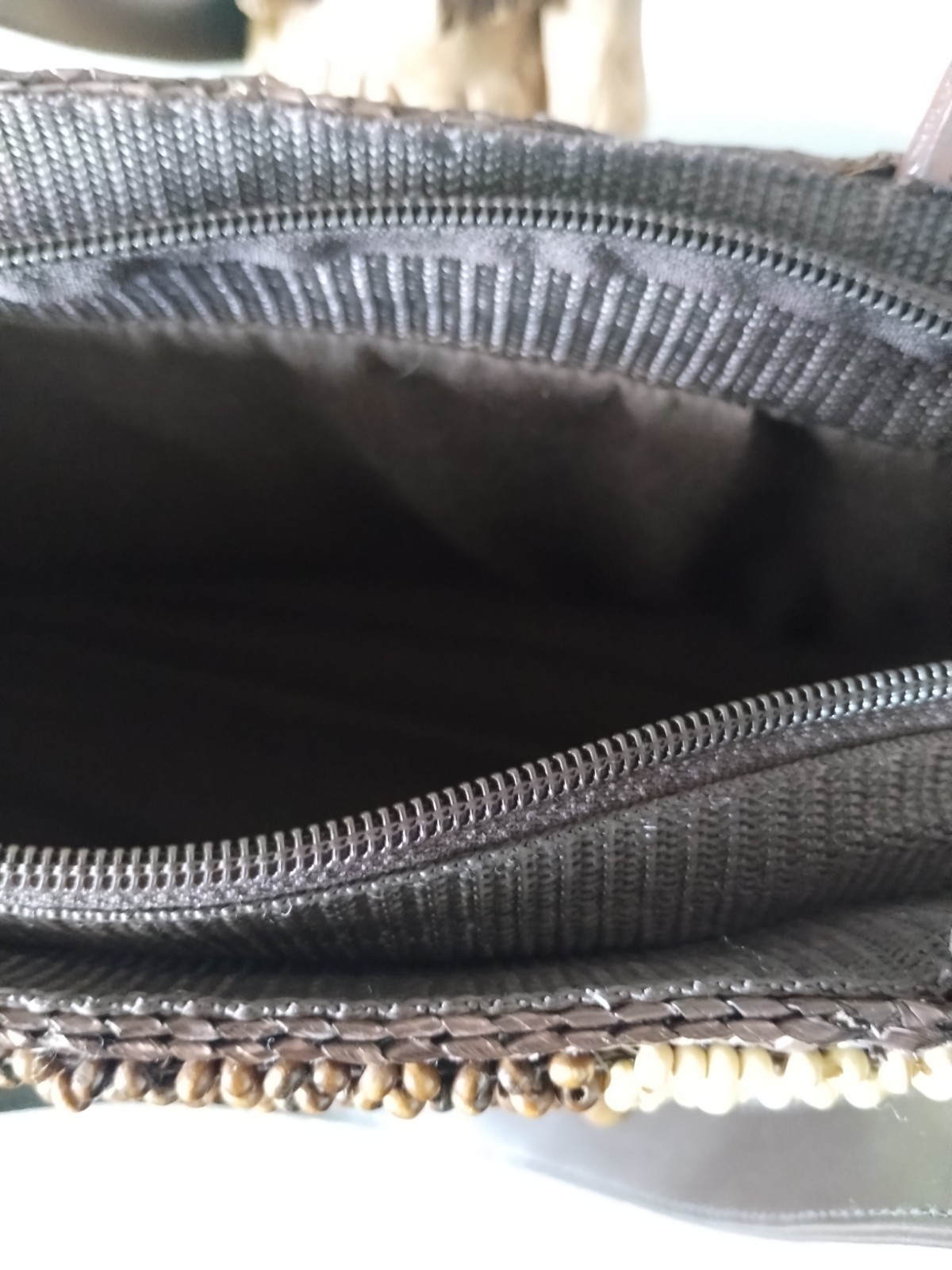 ANNE KLEIN FLORAL BEADED WOVEN TOTE HANDBAG
