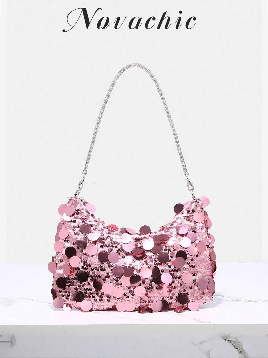 Mini Rhinestone Evening Bag Women Chain Shoulder Clutch Pearl Party Purse