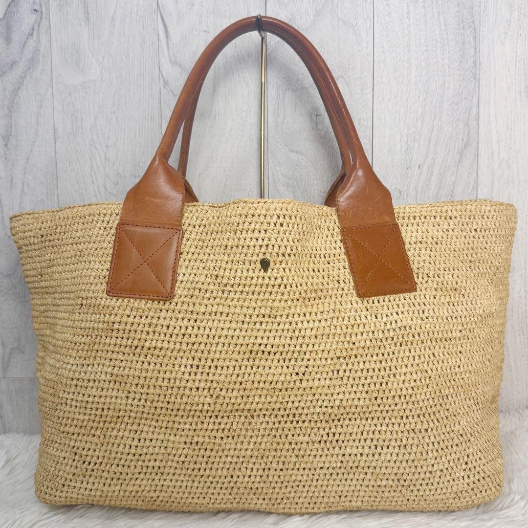 Helen Kaminski Raffia Tote Bag A4 Leather Trim Women’s Used Authentic