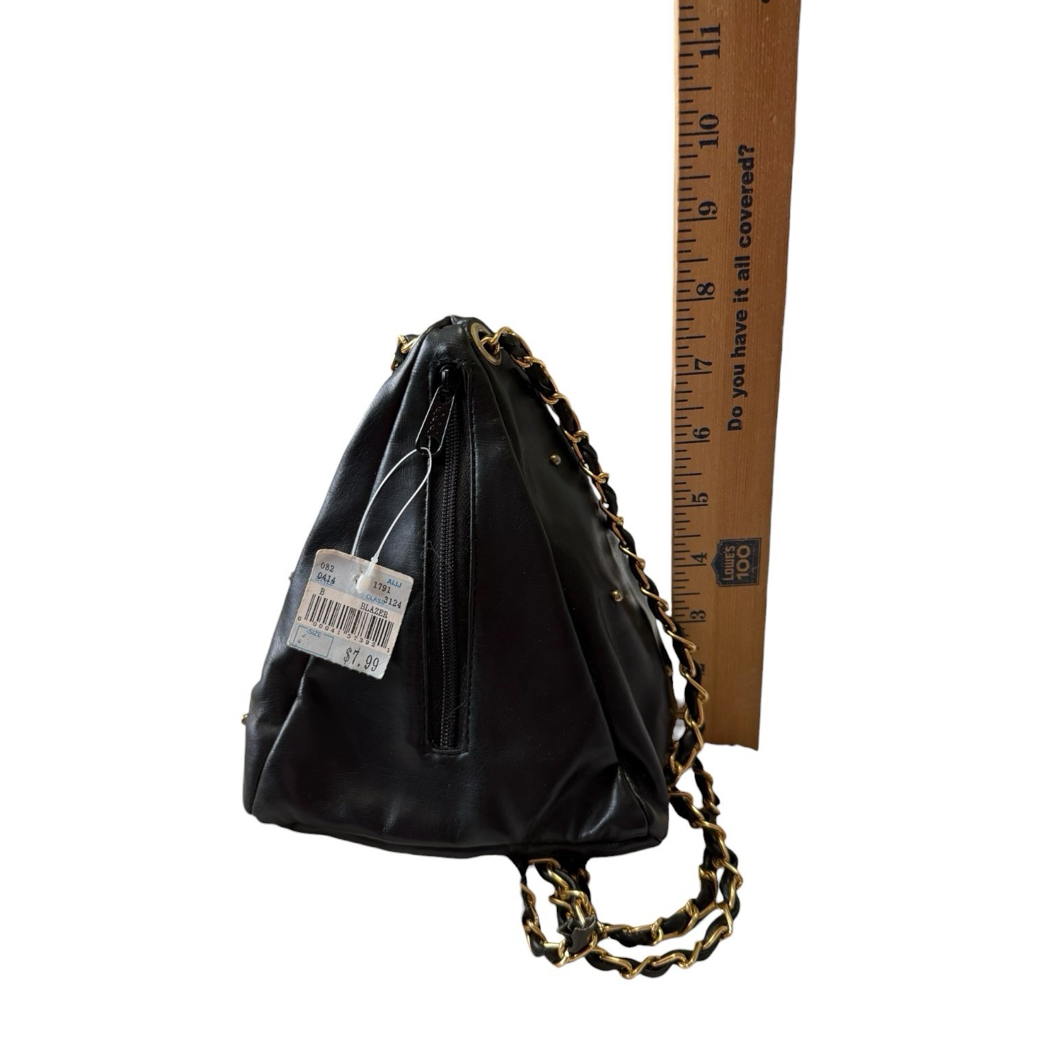 Vintage Goth Pleather Studded Trianglular Wrapped Chain Crossbody Purse Bag Rare