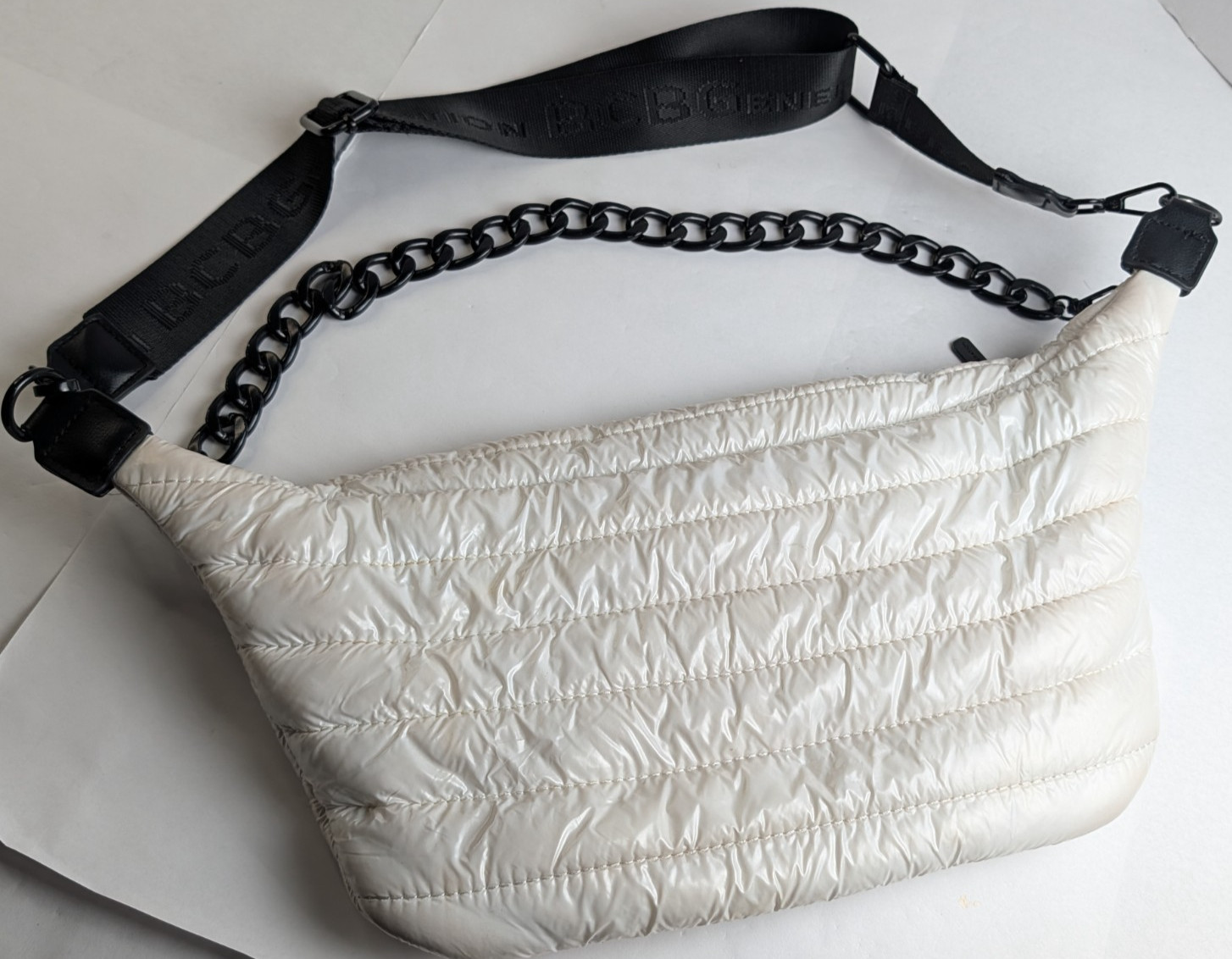 BCBG Generation White Quilted Three-in-One Convertible Belt Sling Shoulder Bag