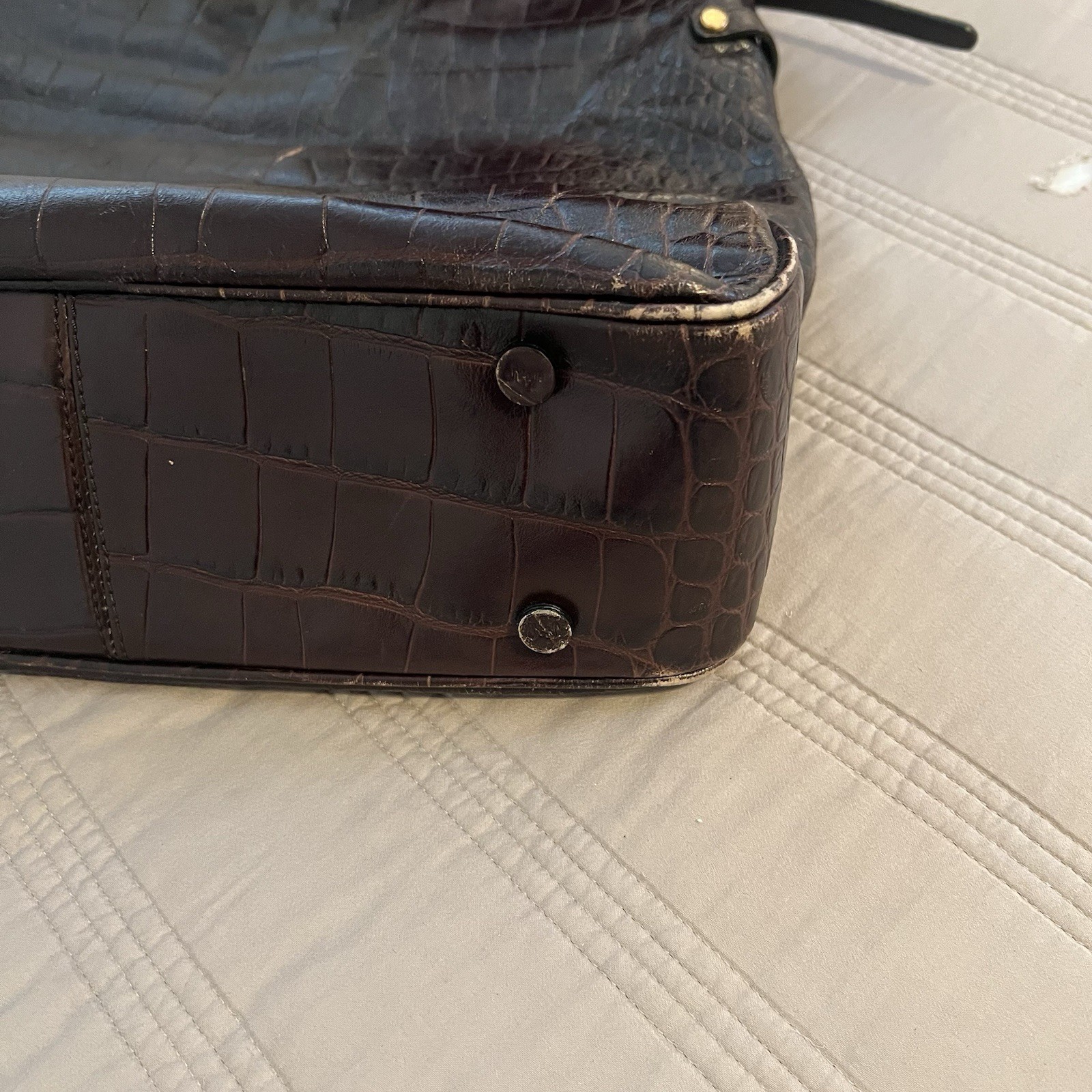 Monsac Original Dark Brown Leather Bag Slouch Y2K Maximalism Contemporary Hobo