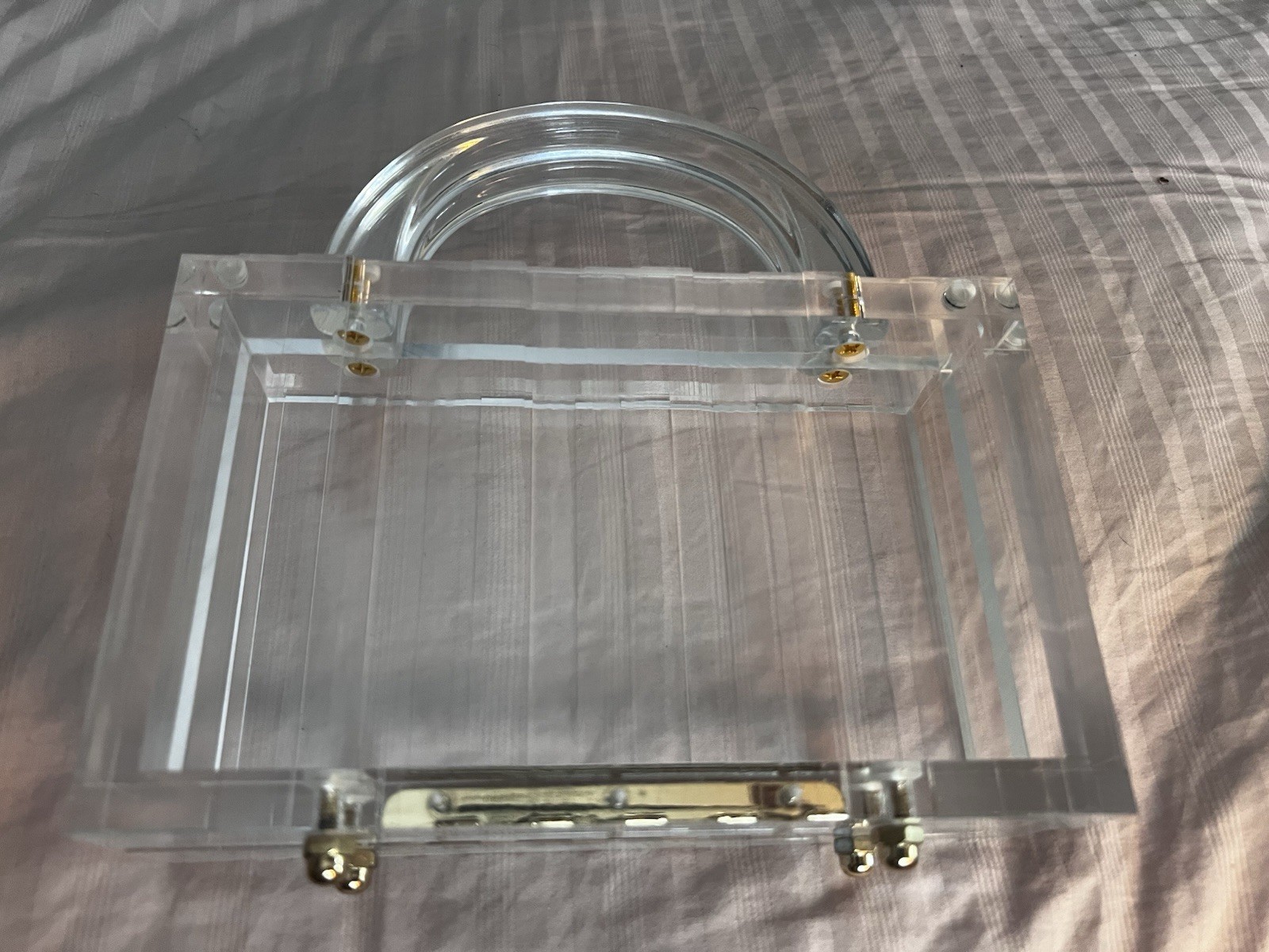 L’AFSHAR Style Clear Acrylic Top Handle Mini Bag with Magnetic Closure