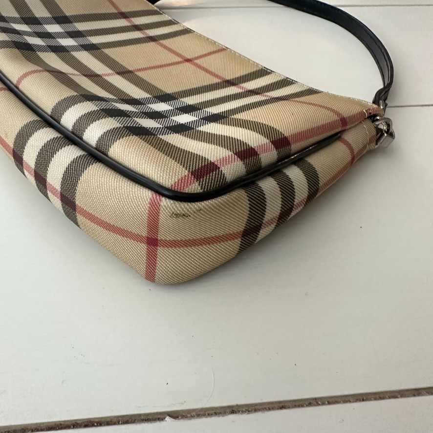 Vintage BURBERRY Bag Beige Nova Check Handbag Y2k 90s Pochette T-02-2 RARE