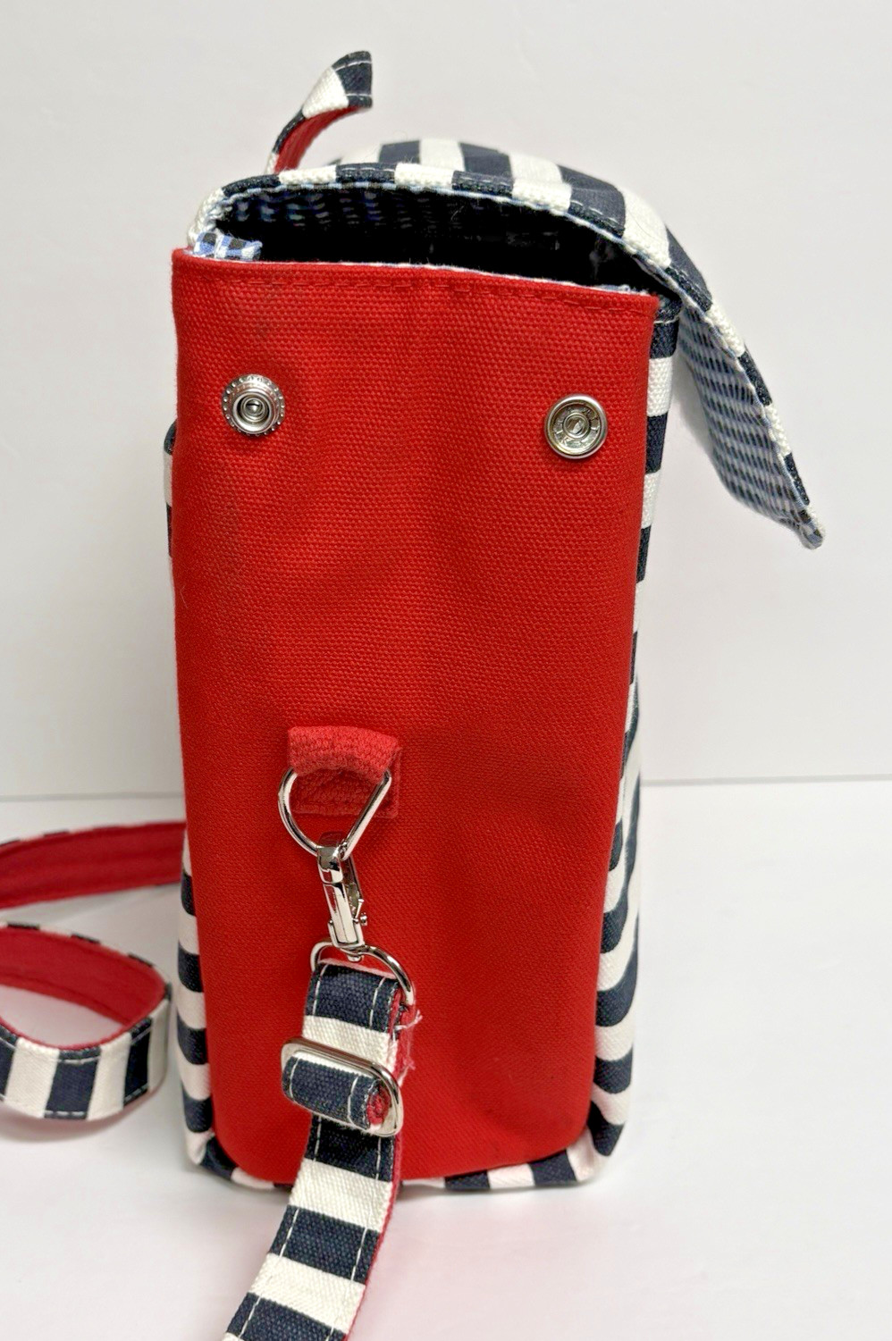 Nautical Summer Canvas Crossbody Shoulder Bag Blue & White Stripe 9″x8″x5″