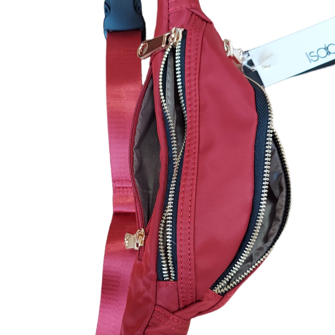 Isabelle Women’s Red Belt Bag Nylon Crossbody Sling Fanny Pack NWT PETA Vegan