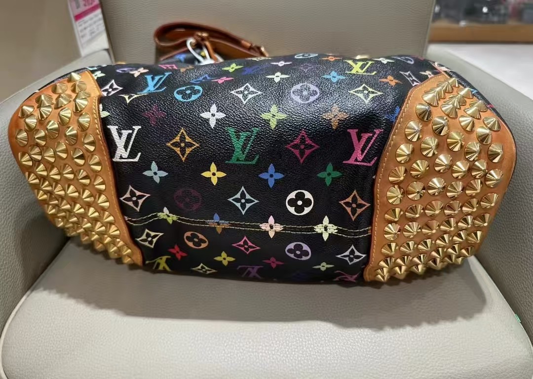 LV x Takashi Murakami Chrissie Monogram Multicolore Black Bag Authentic