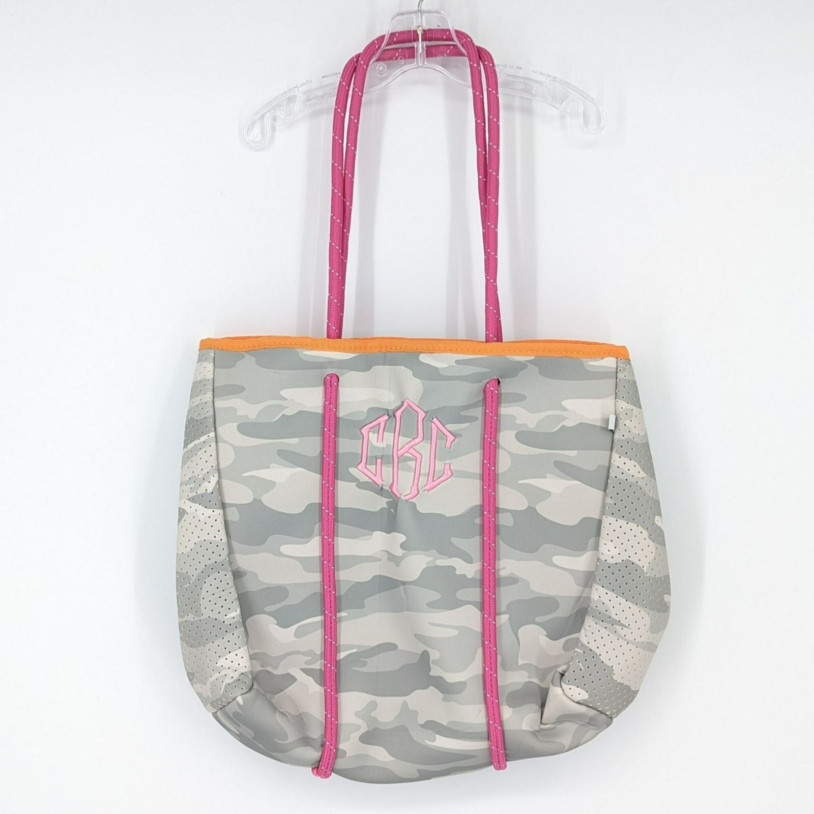 MarleyLilly Tote Bag Orange Pink Camo Monogrammed CRC Neoprene Lightweight New