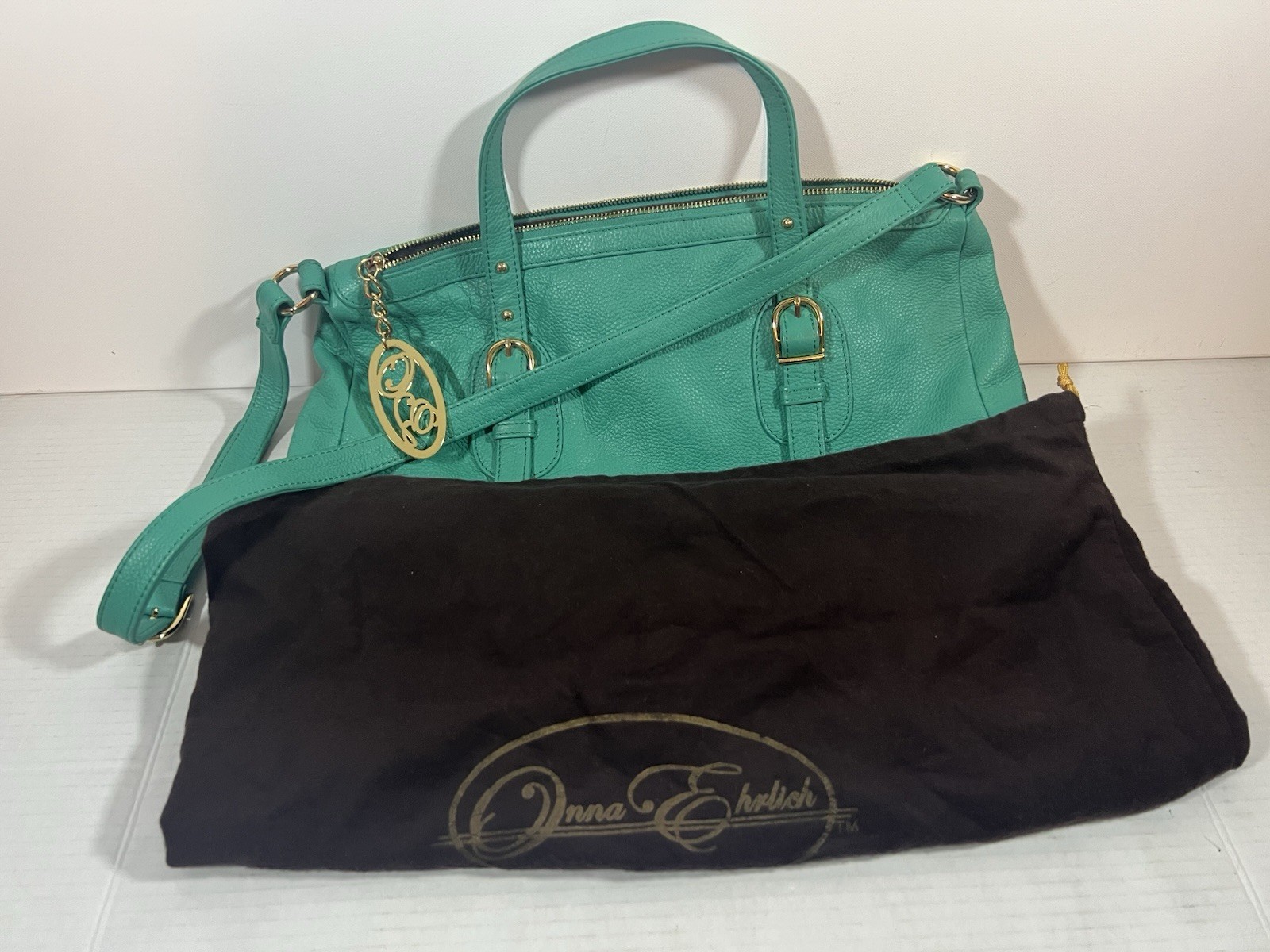 Onna Ehrlich Pebbled Jade Women’s Green Leather Bag
