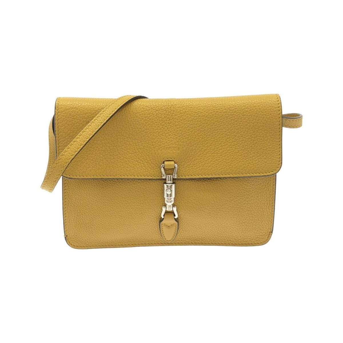 Gucci 364435 Leather Shoulder Bag Dark Yellow Silver Strap 117-123cm