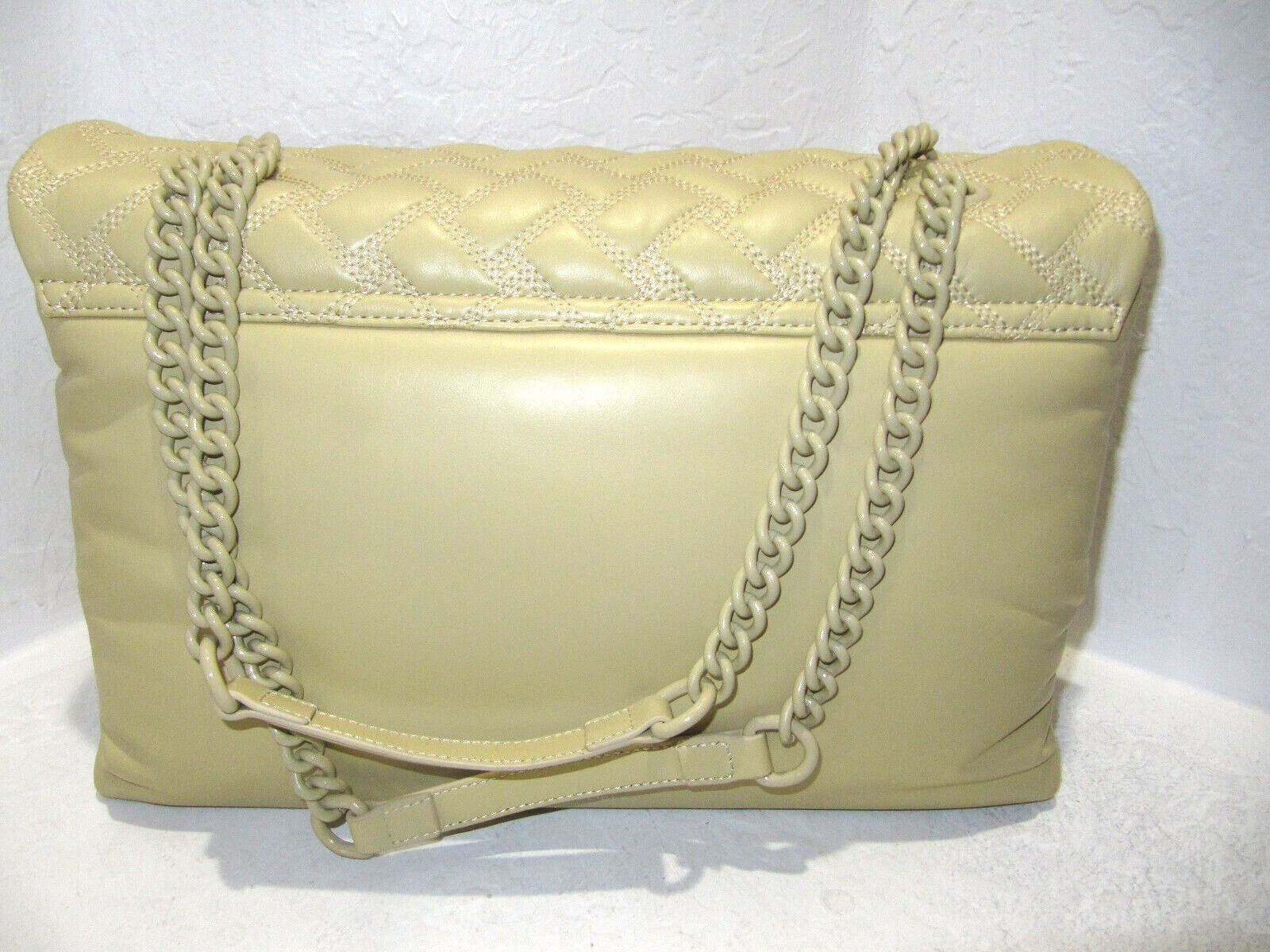 Kurt Geiger XX Large Kensington Drench Quilted Cream Leather Shoulder Bag NWT345