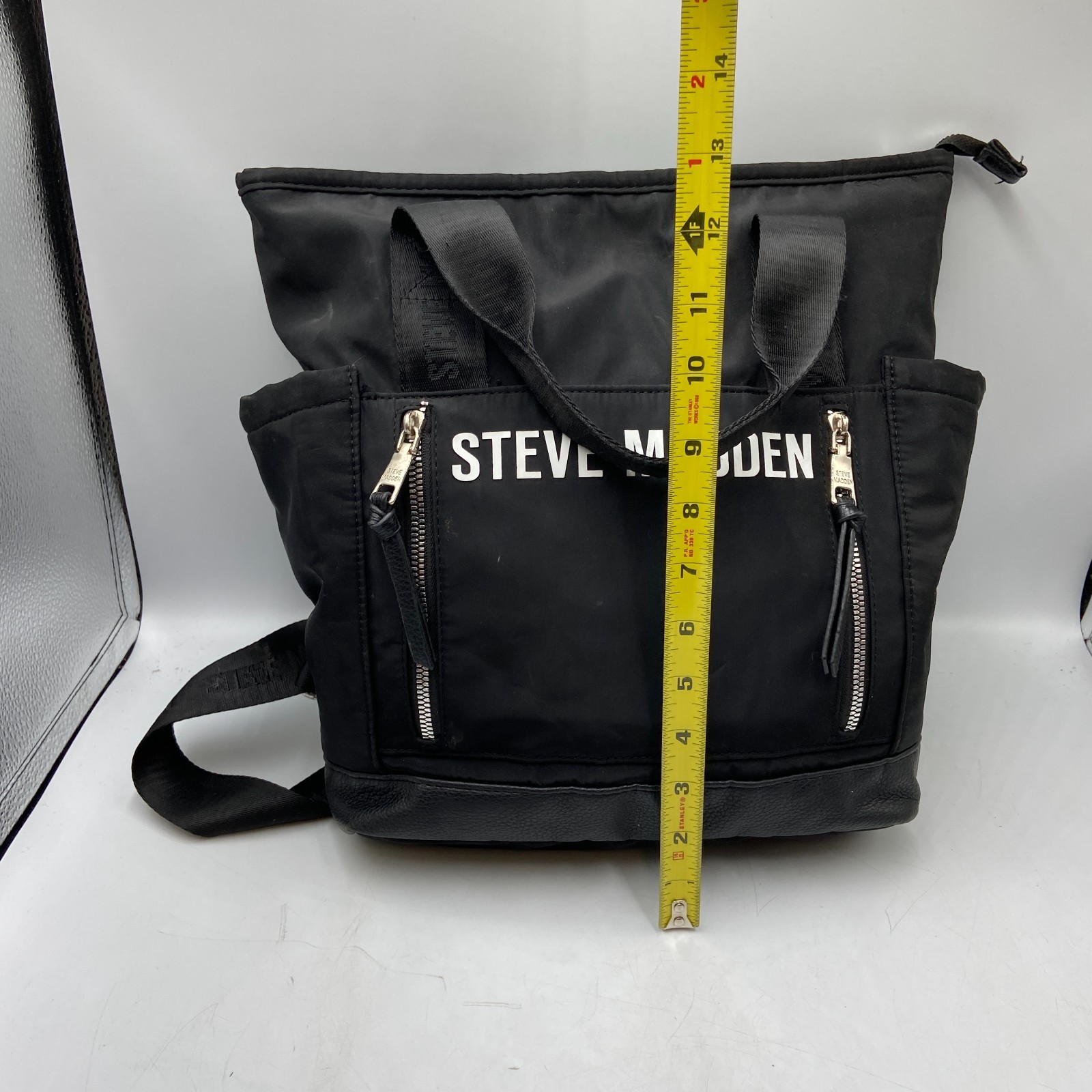 Steve Madden Backpack Theda Black Zip Inner Pocket Adjustable Strap Shoulder