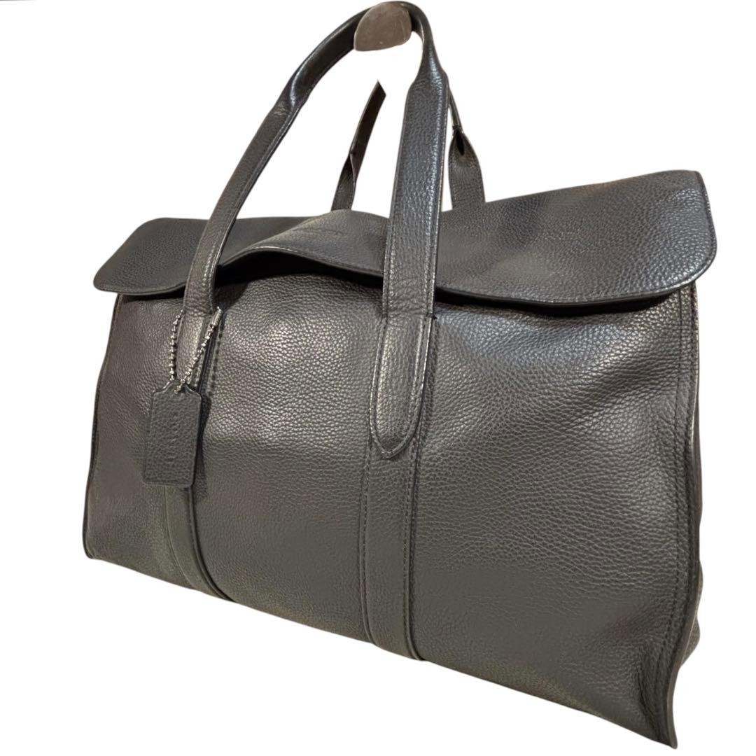 COACH Leather 2way Business Bag Dark Gray