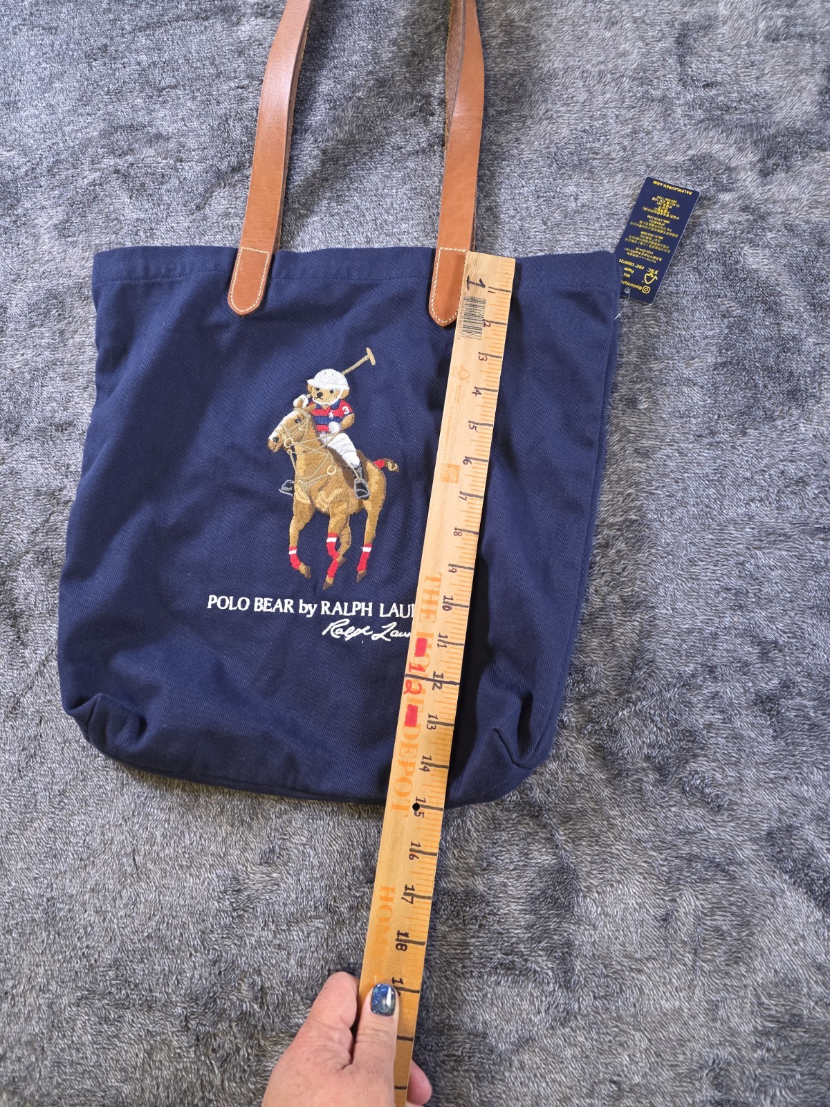 Ralph Lauren Polo Bear Tote Bag Leather Straps Big Pony Riding Bear