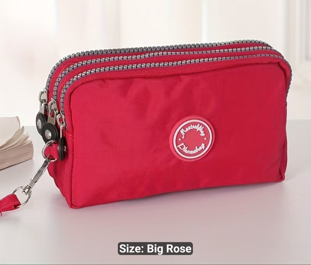 Three-layer zipper female Large Size mobile phone bag. handbag
