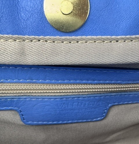 Valentina Made in Italy Small Leather Pleated Azure Blue Shoulder Hobo Bag NWOT