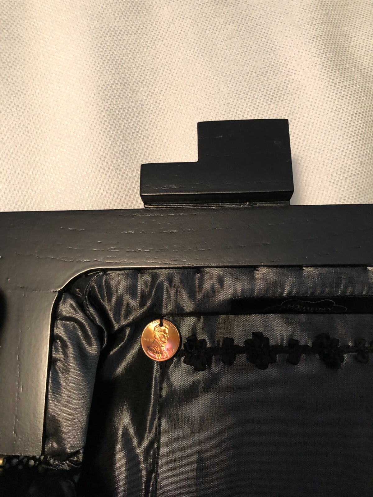 NWT Anthony Luciano Clutch Bag Black Leather w/Tassel and Wooden Handle