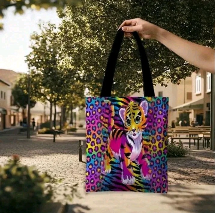 Rainbow 90s Colorful LF Old School Animal Print Tote Bag Shoulder Bag 1Pc