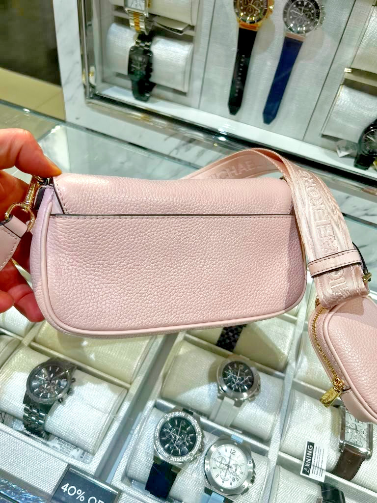 Michael Kors Jet Set Travel Small Leather Shoulder Bag w/ Case Powder Blush Pink