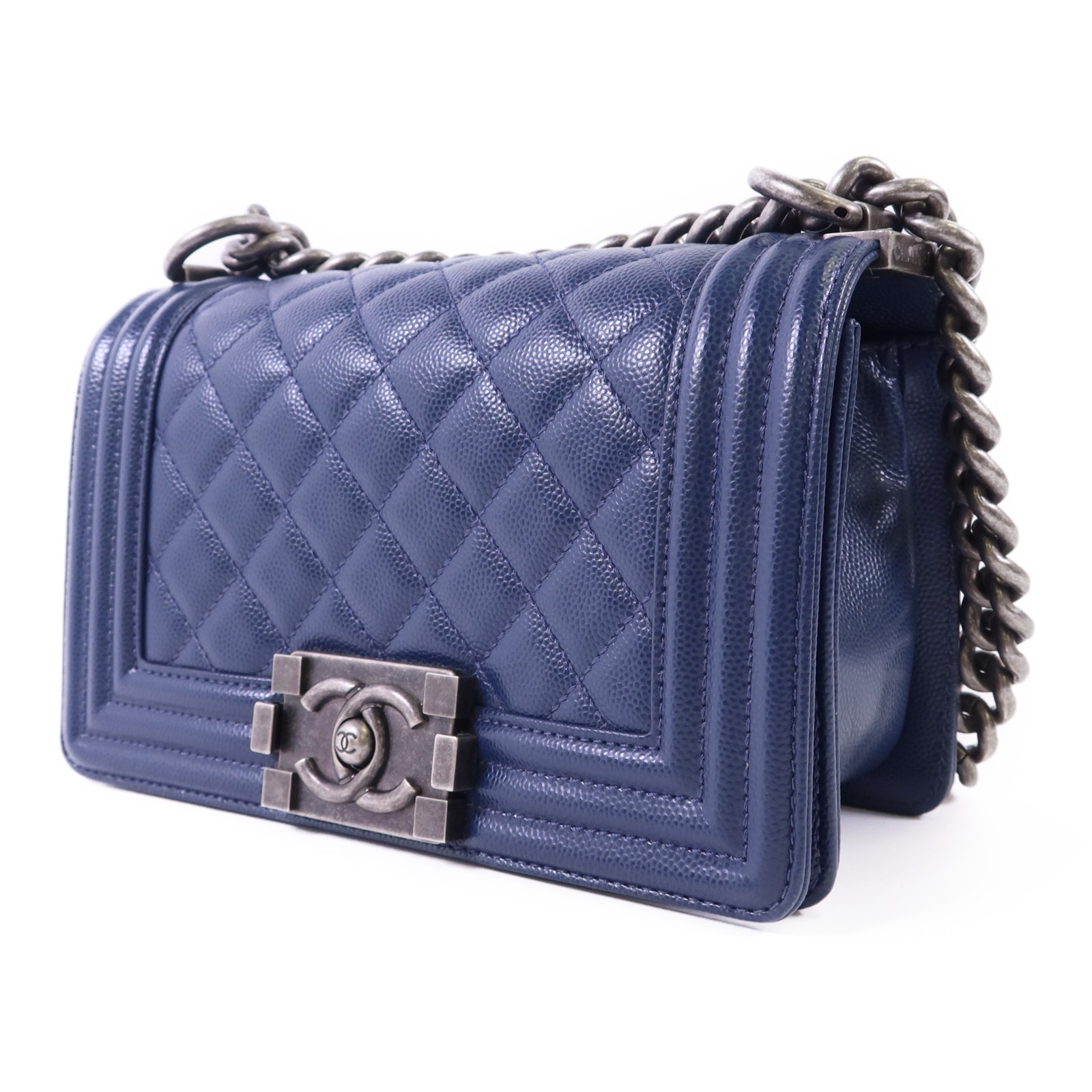 CHANEL CC Chanel Boy Small Crossbody Shoulder Bag A67085 Calfskin Leather Navy