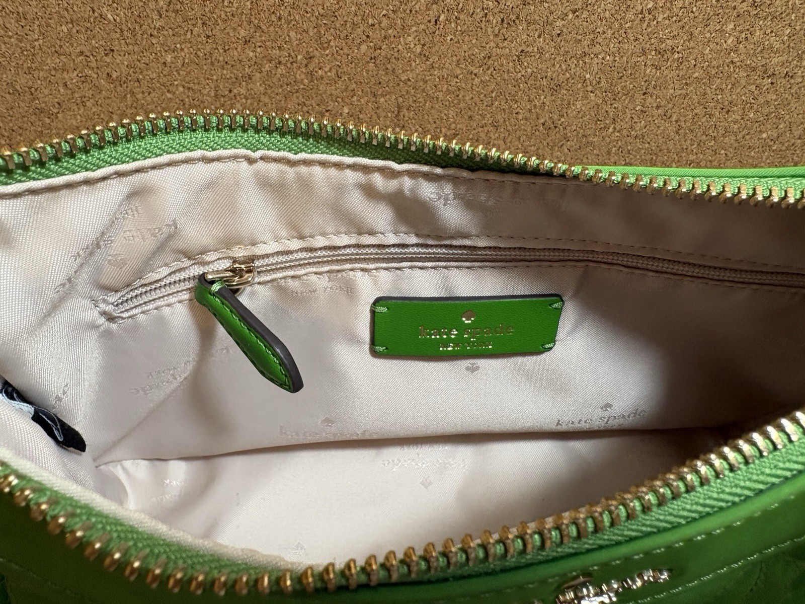 Kate Spade Flower Quilted Fabric Crossbody Handbag Green