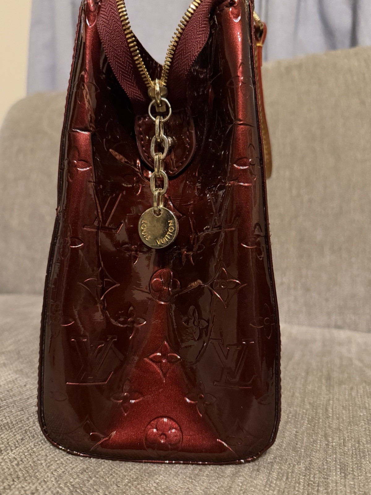 Louis Vuitton Brea MM Amarante Leather Monogram Vernis Bag