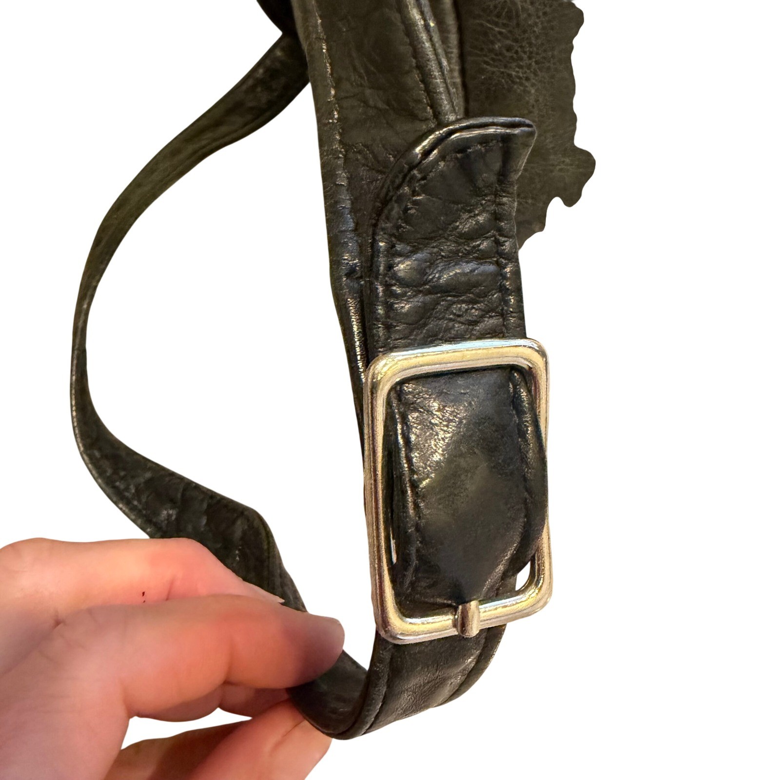 AmeriBag Healthy Back Bag Black Leather Crossbody Travel Ergonomic